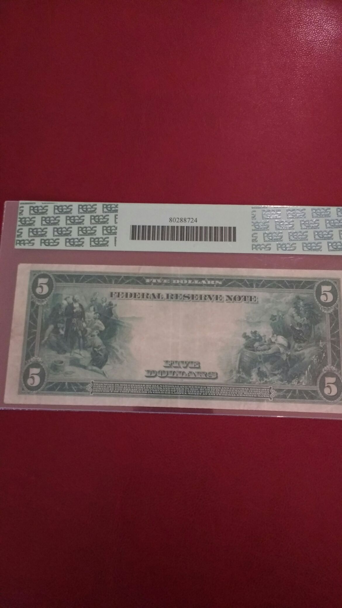 1914 Currency $5 Serial E22583234A Blue Seal Graded pcgs VF 25  coin collectible - Main Image 2