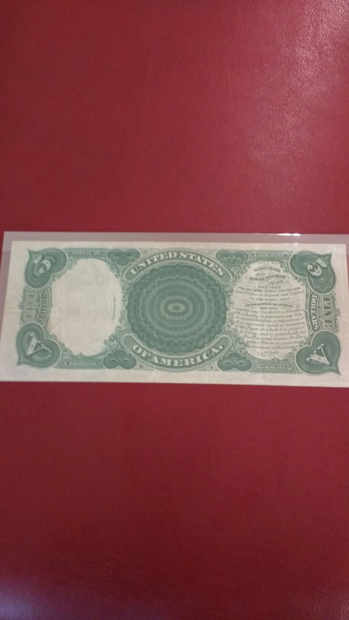 1907 Currency $5 Woodchopper Red Seal Serial K5144978  coin collectible - Main Image 2