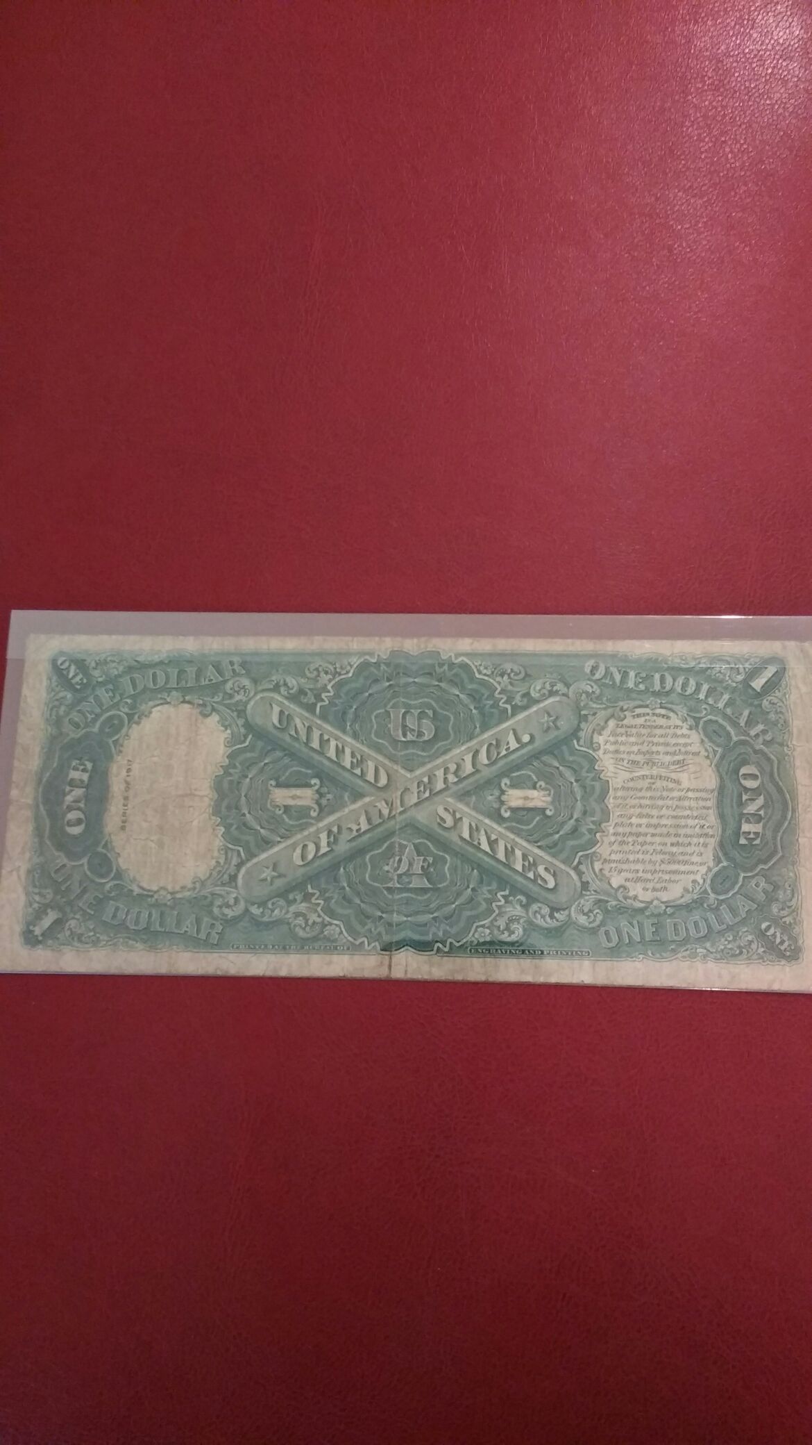 1917 Currency $1 Red Seal Serial R92651577A  coin collectible - Main Image 2