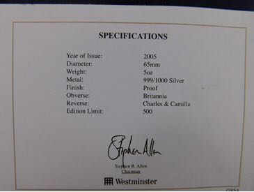 Britannia - Royal Wedding 9th April 2005 ’Charles & Camilla’  coin collectible - Main Image 2