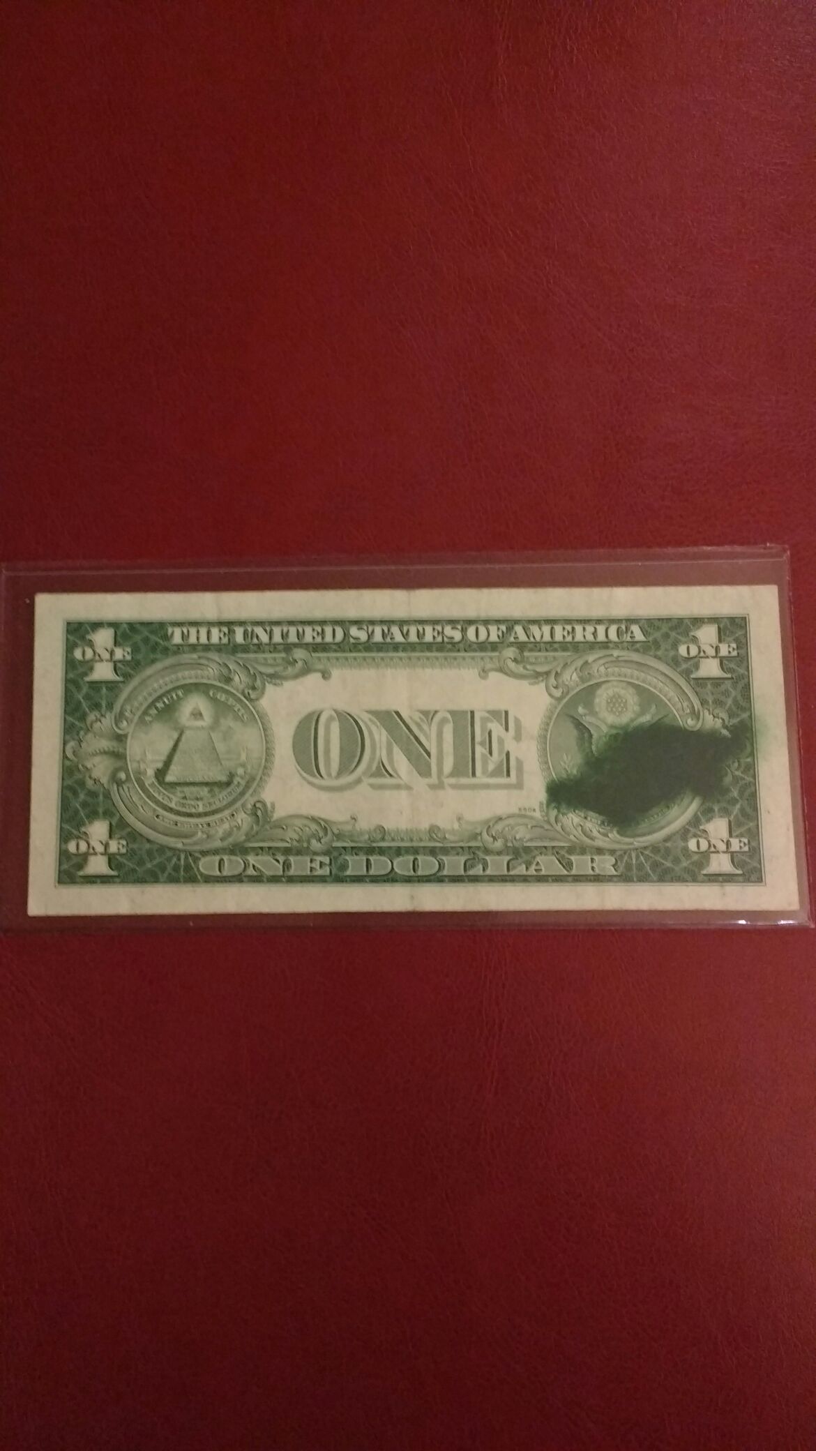 1935 E $1.00 Silver Certificate Ink Smear Error on Back  coin collectible - Main Image 2