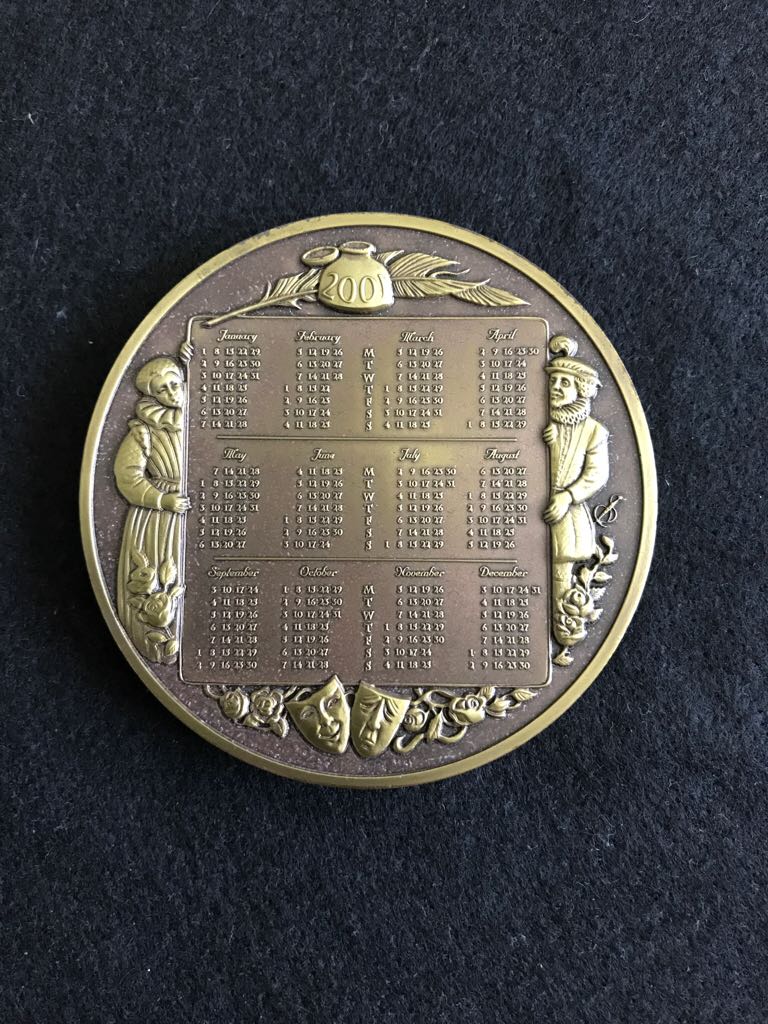 William Shakespeare Royal Mint 2001 Calendar Medal  coin collectible - Main Image 2