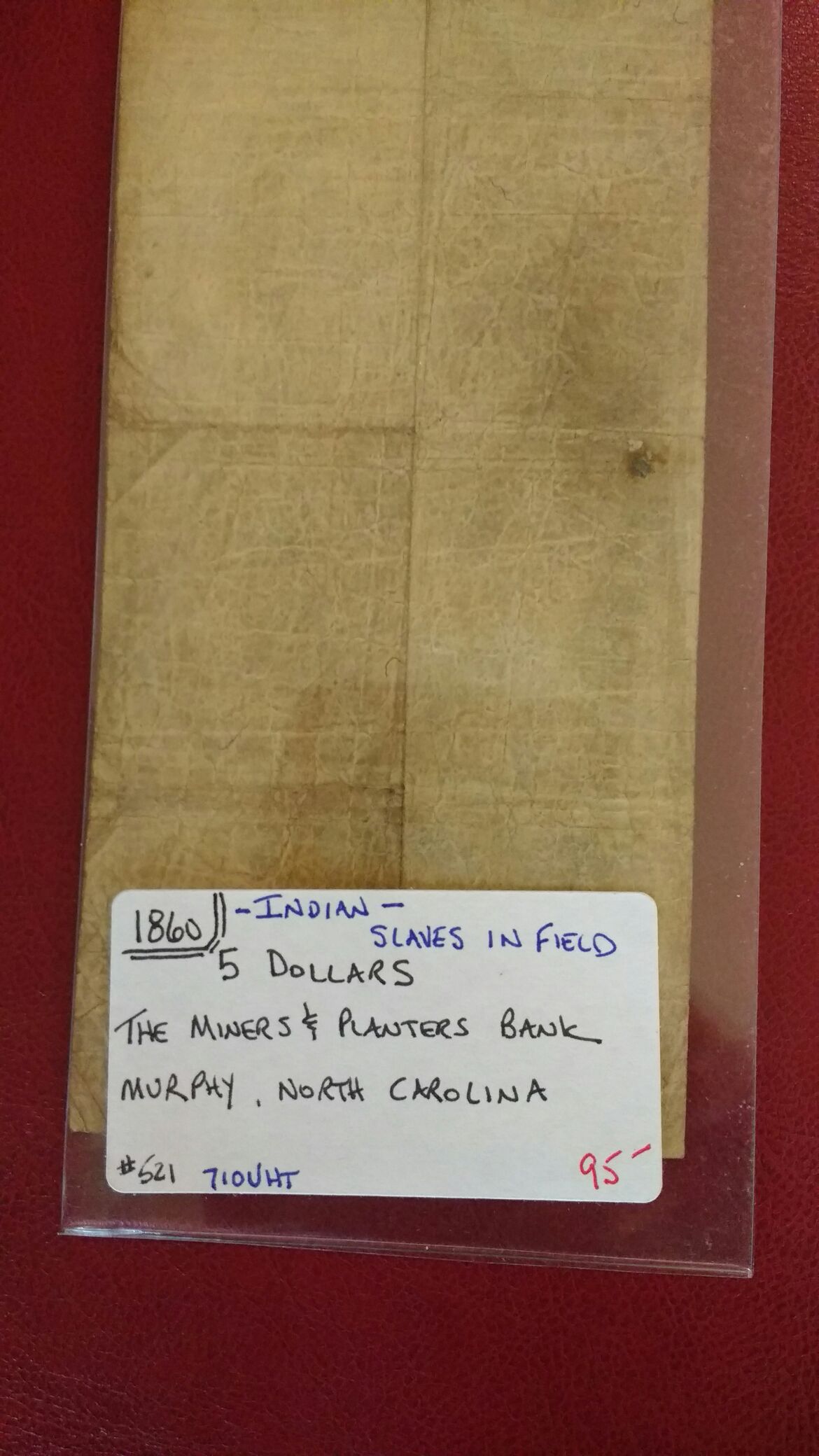 1860 $5 The Miners & Planters Bank  coin collectible - Main Image 2