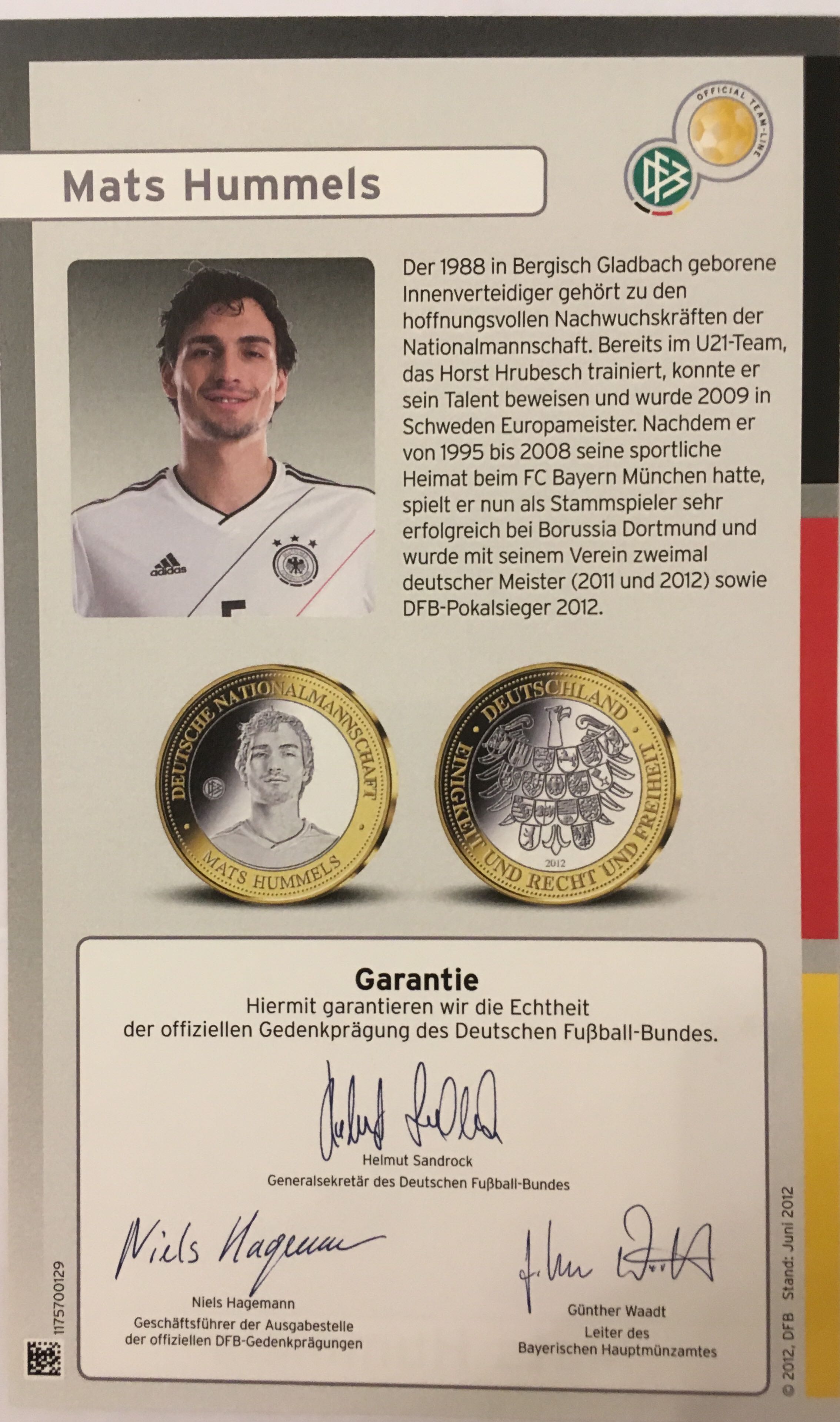 Mats Hummels  coin collectible [Barcode 1175700103] - Main Image 2