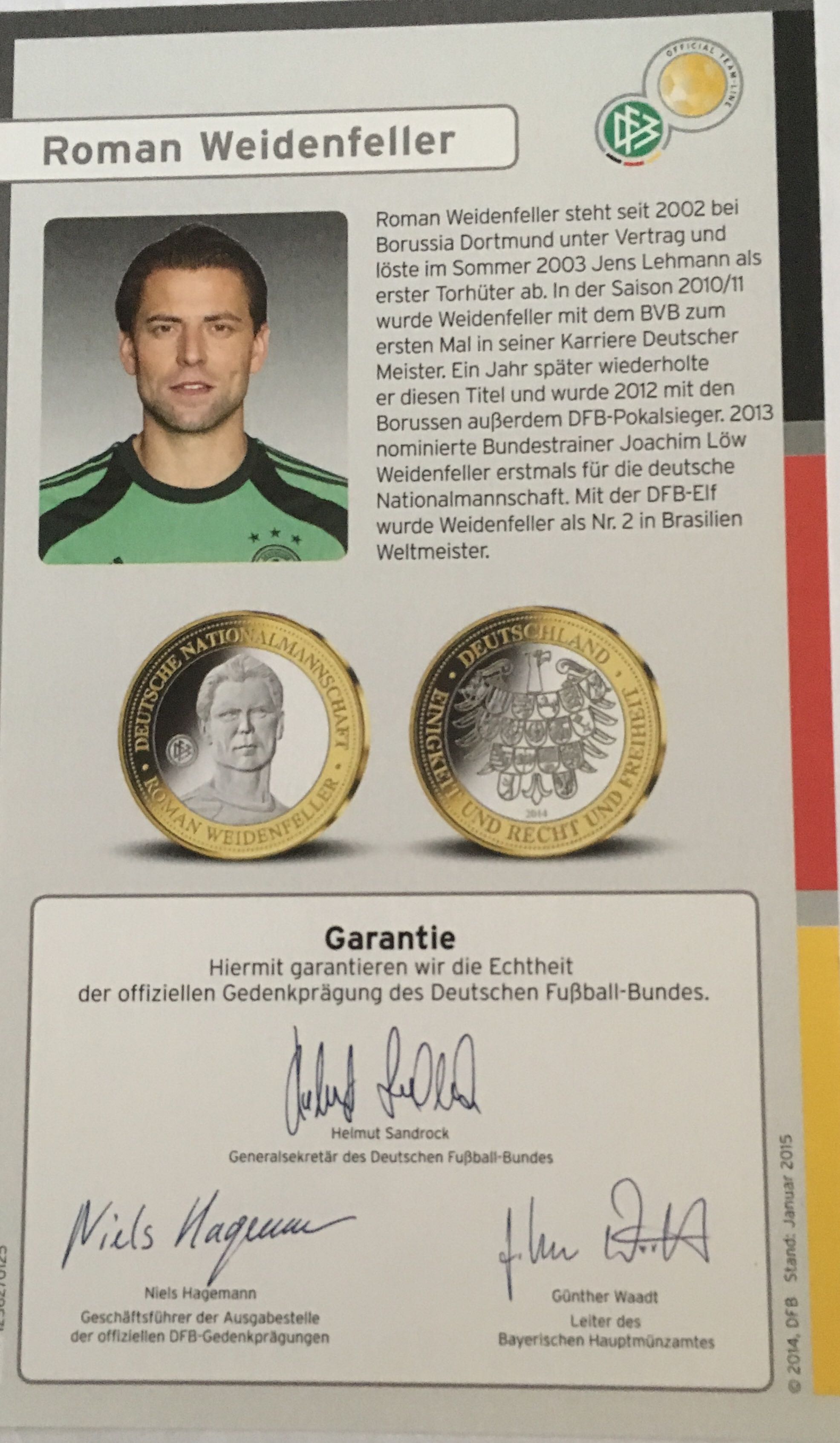 Roman Weidenfeller  coin collectible [Barcode 1256270109] - Main Image 2