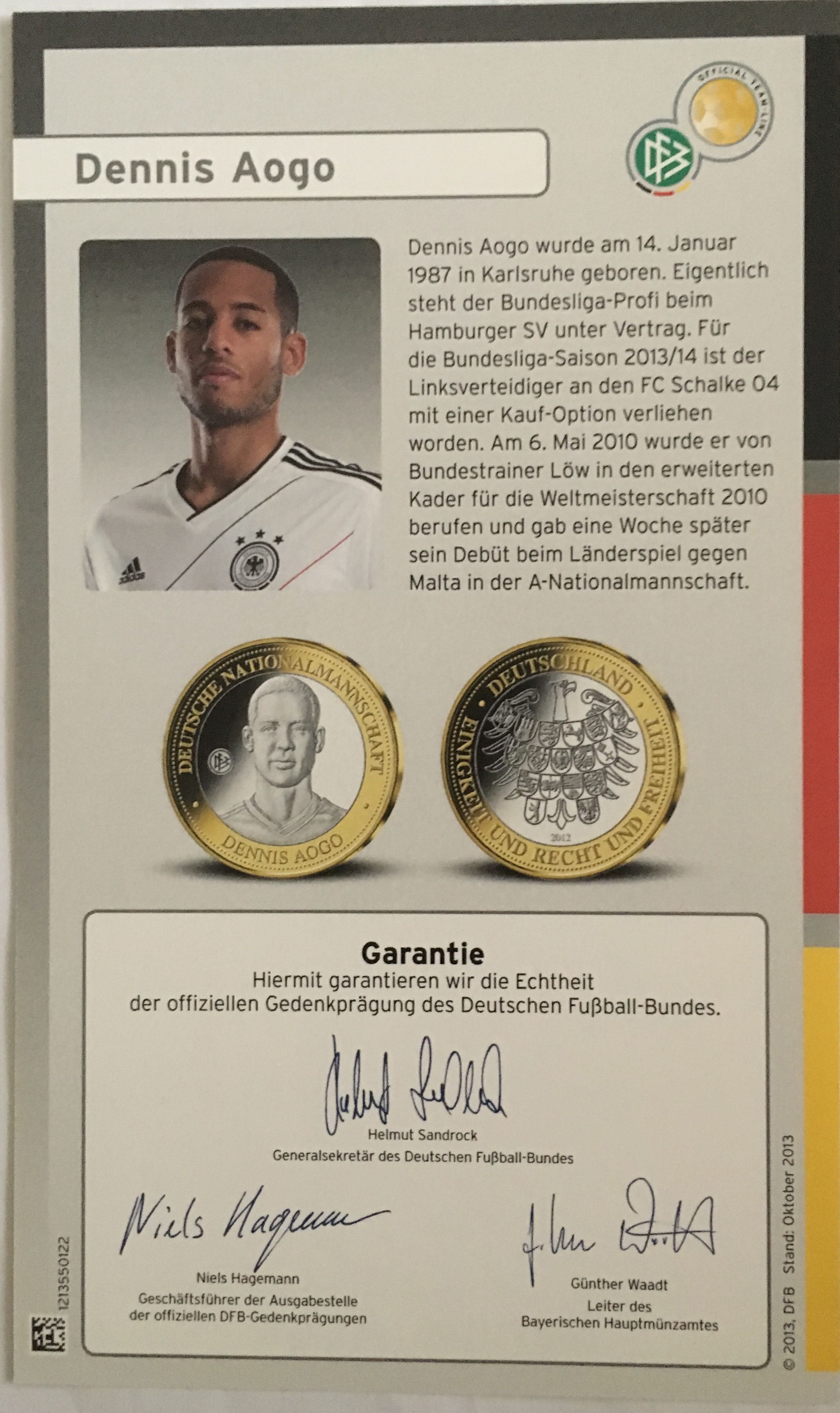 Dennis Aogo   coin collectible [Barcode 1213550106] - Main Image 2