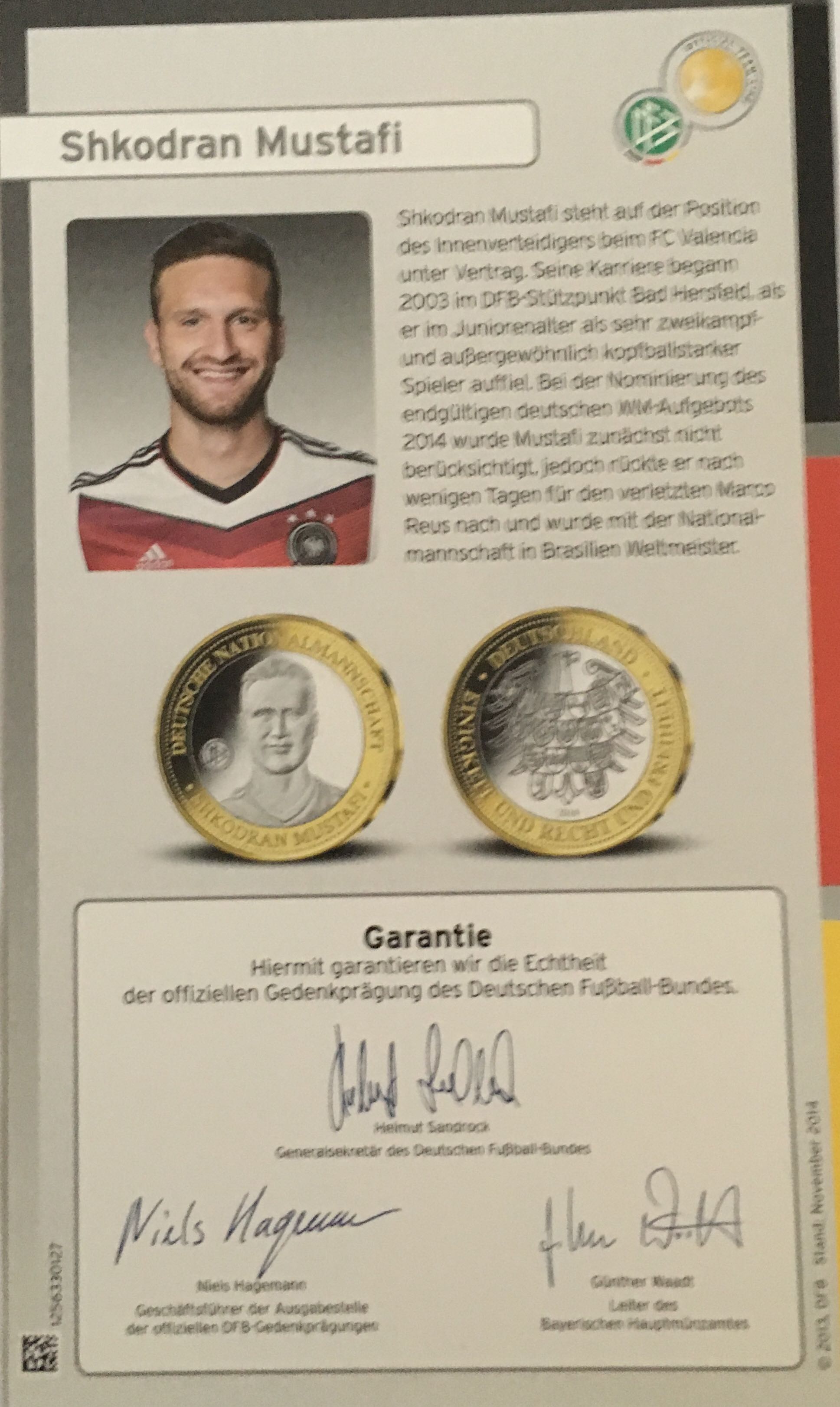 Shkodran Mustafi   coin collectible [Barcode 1256330101] - Main Image 2