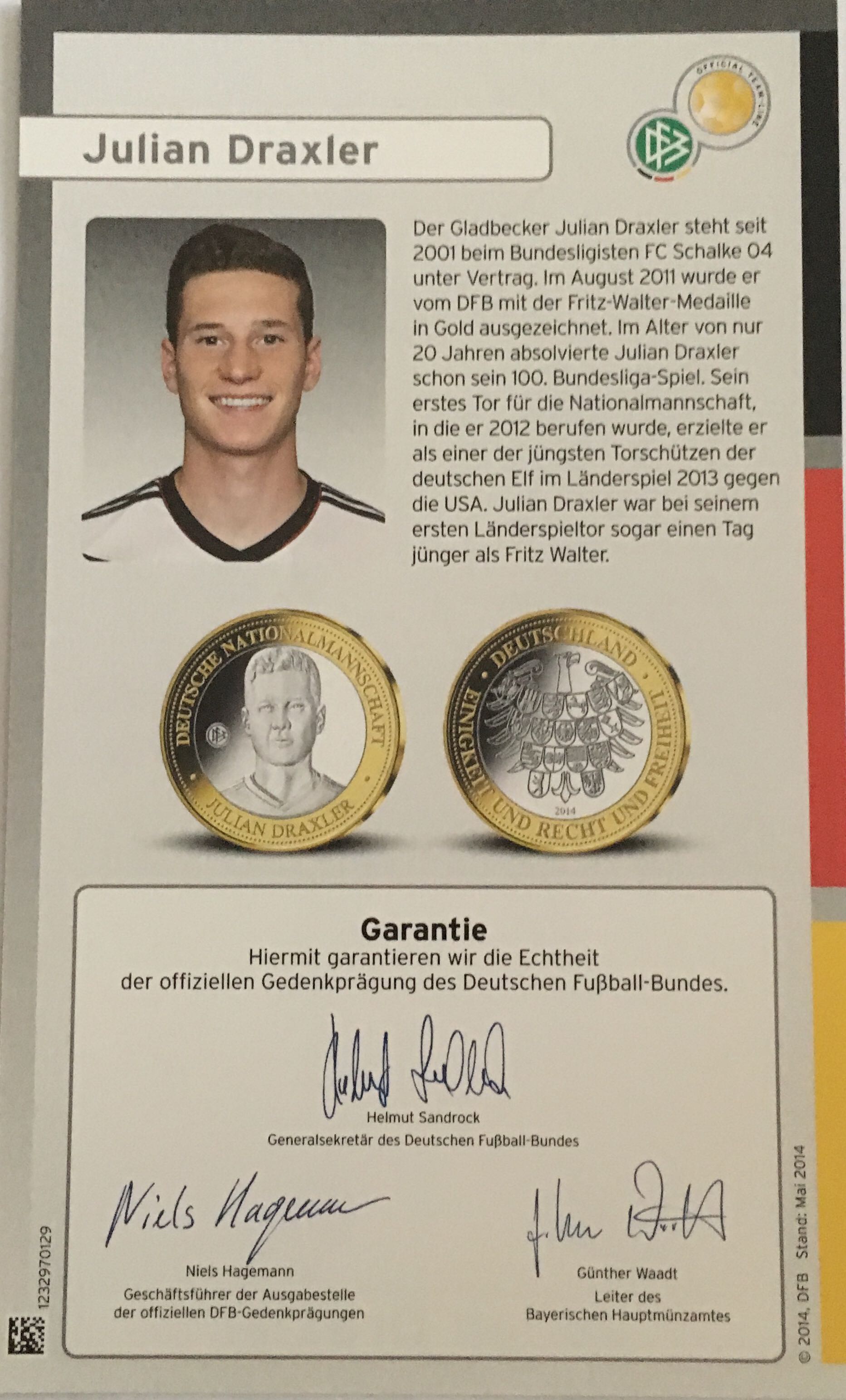 Julian Draxler   coin collectible [Barcode 1232970103] - Main Image 2