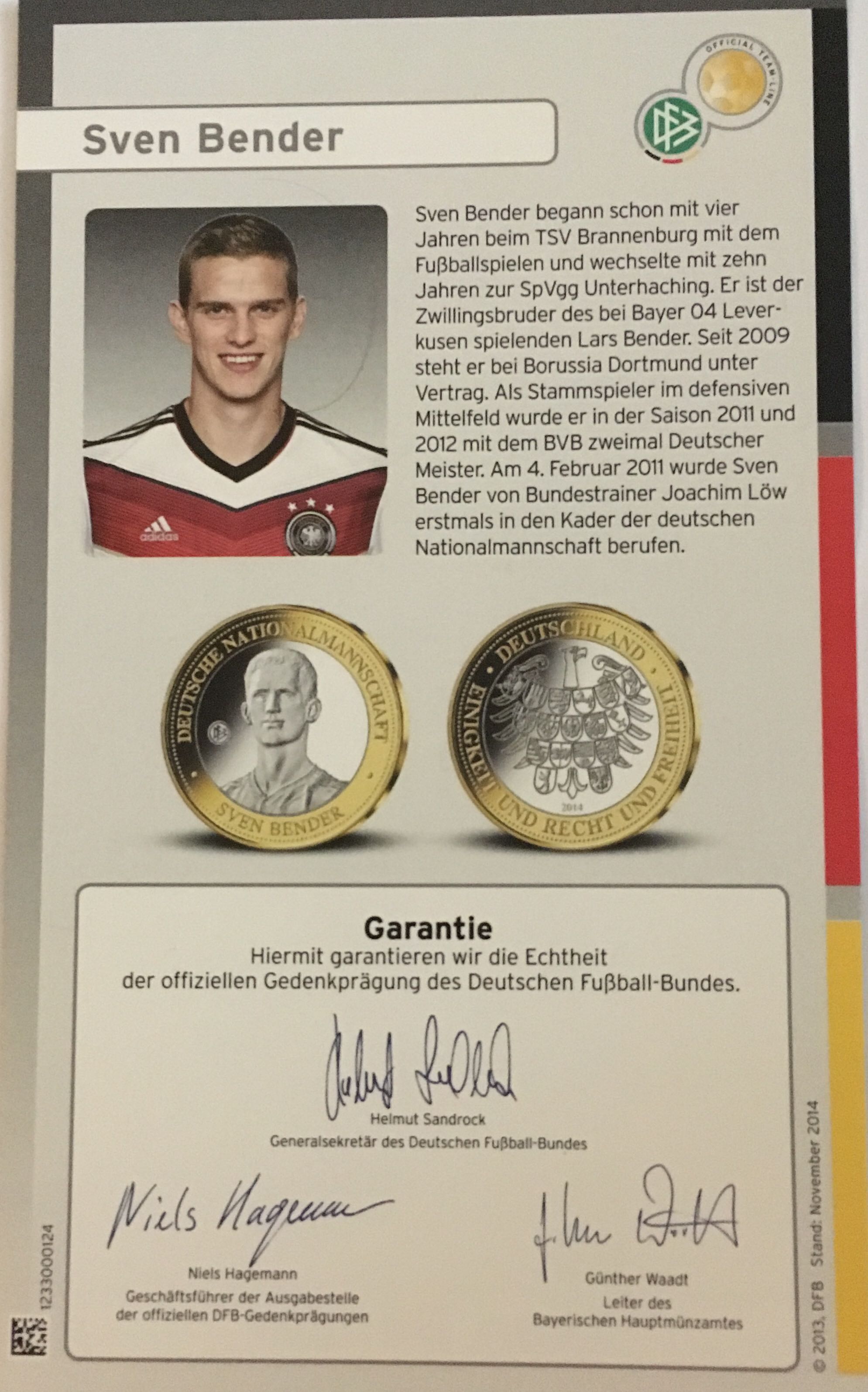 Sven Bender   coin collectible [Barcode 1233000108] - Main Image 2