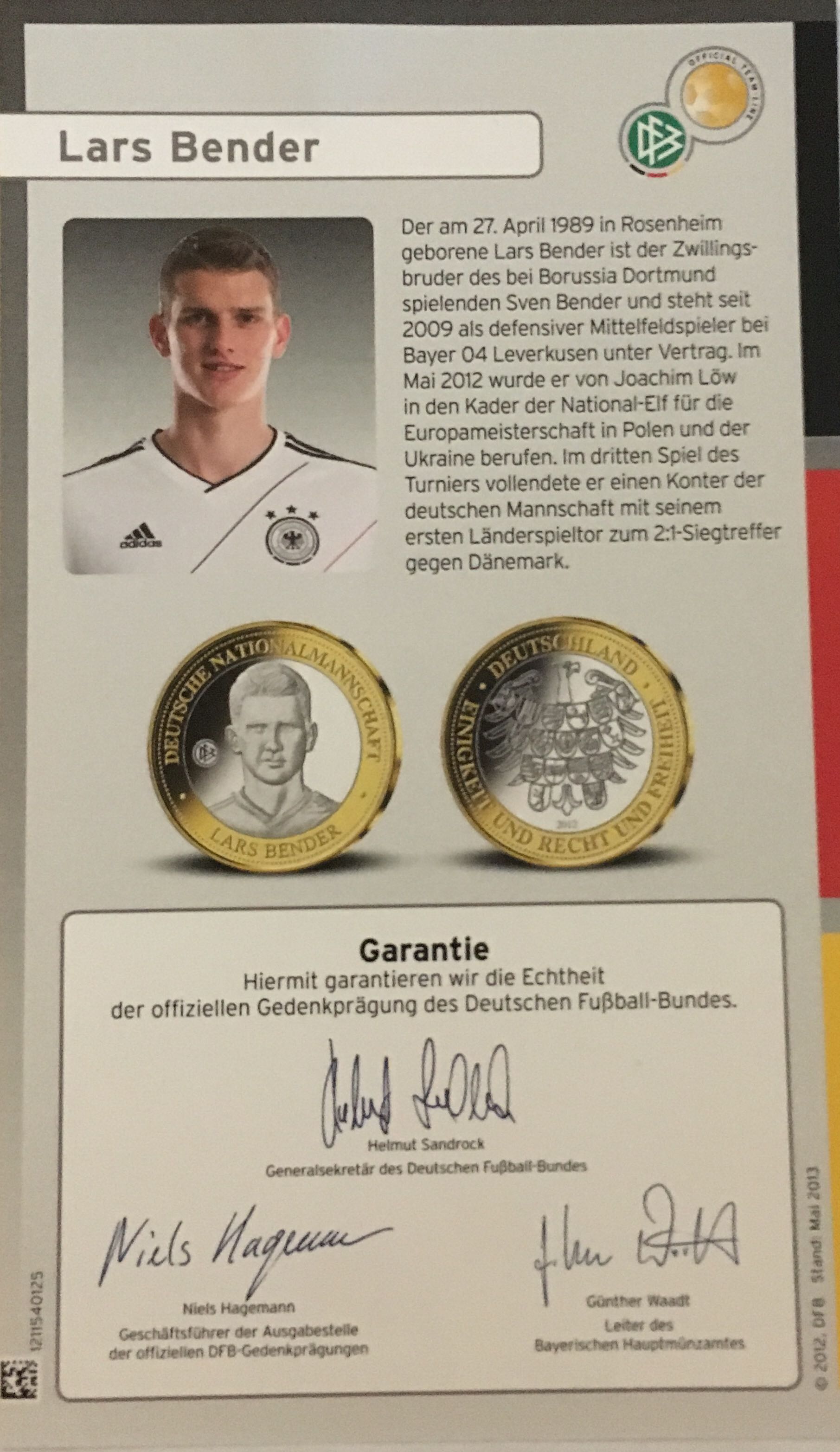 Lars Bender   coin collectible [Barcode 1211540109] - Main Image 2