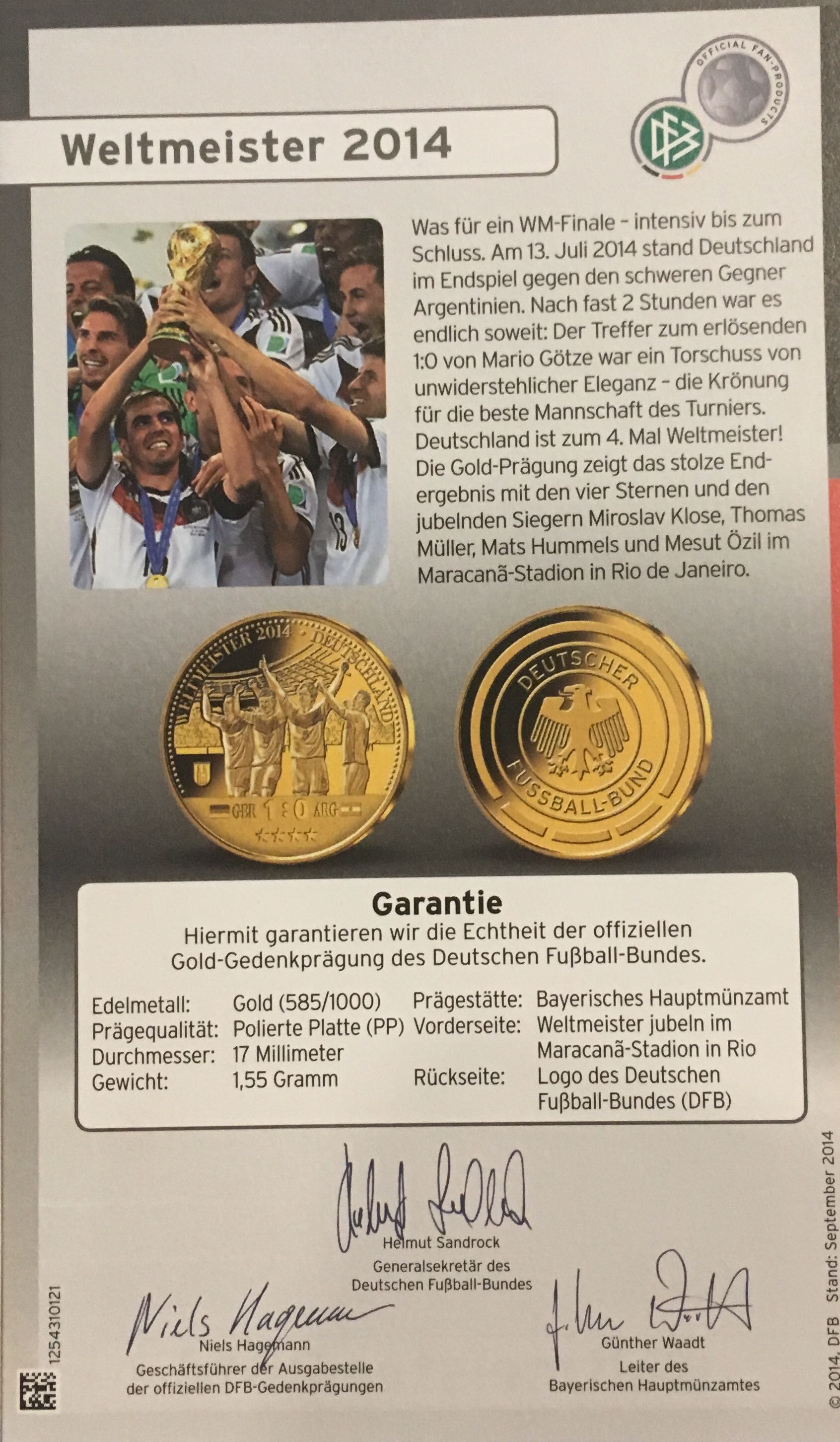 Weltmeister 2014 Gold   coin collectible - Main Image 3