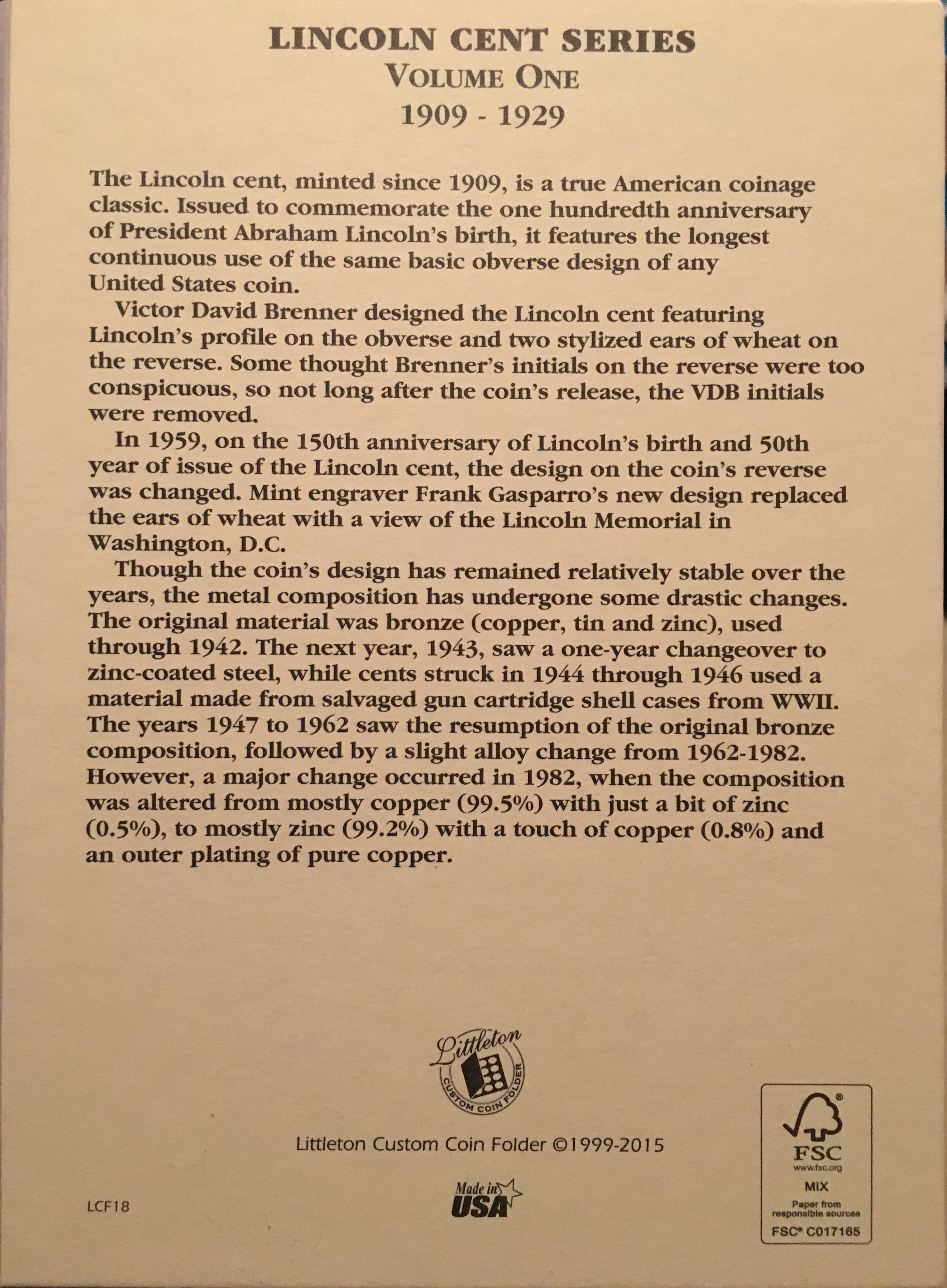 Lincoln Cents Volume One 1809-1929  coin collectible - Main Image 4