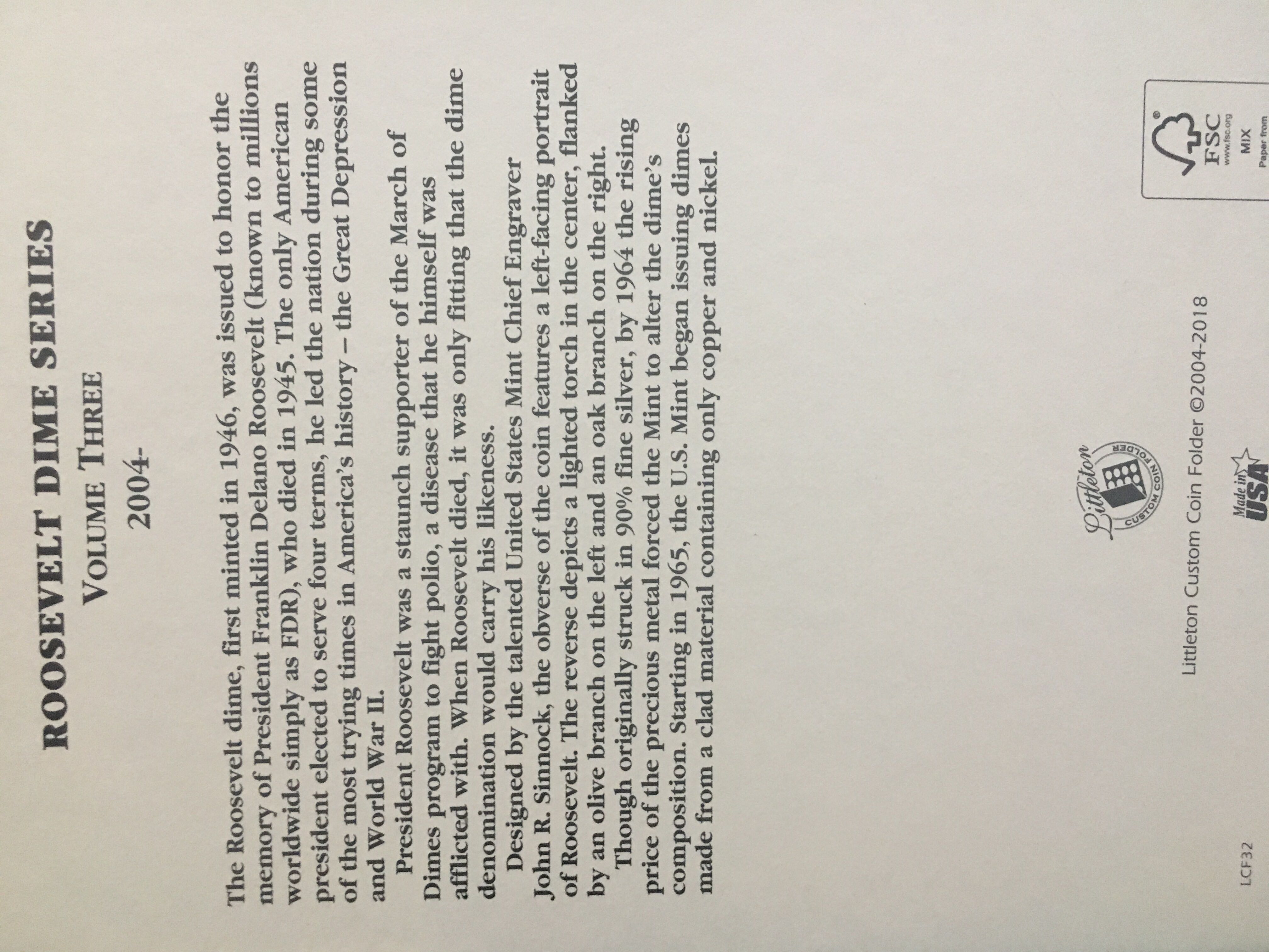 Roosevelt Dimes Volume 3 2004-  coin collectible [Barcode 9781930848801] - Main Image 4