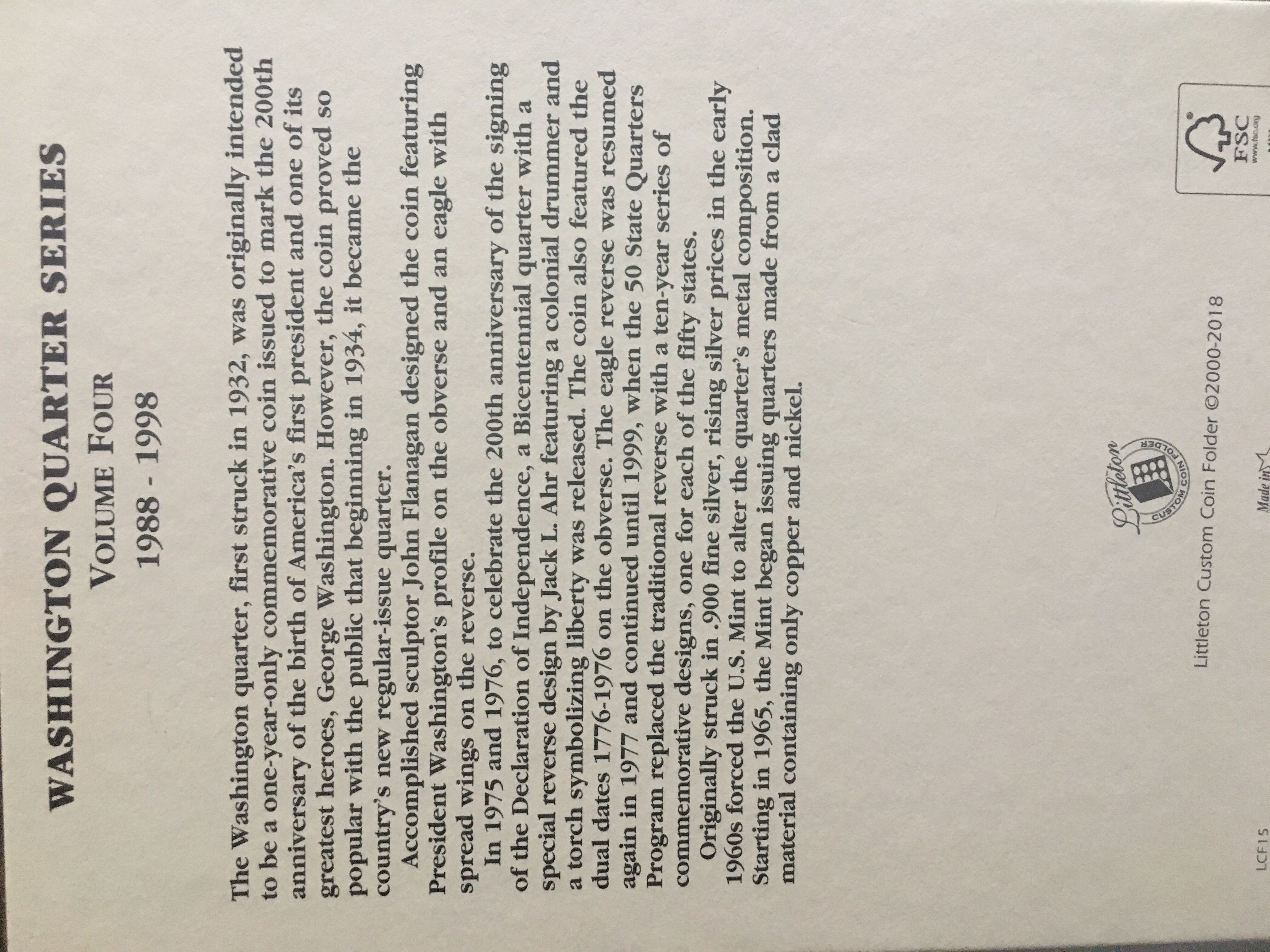 Washington Quarters Volume 4 1988-1998  coin collectible [Barcode 9781930848016] - Main Image 4