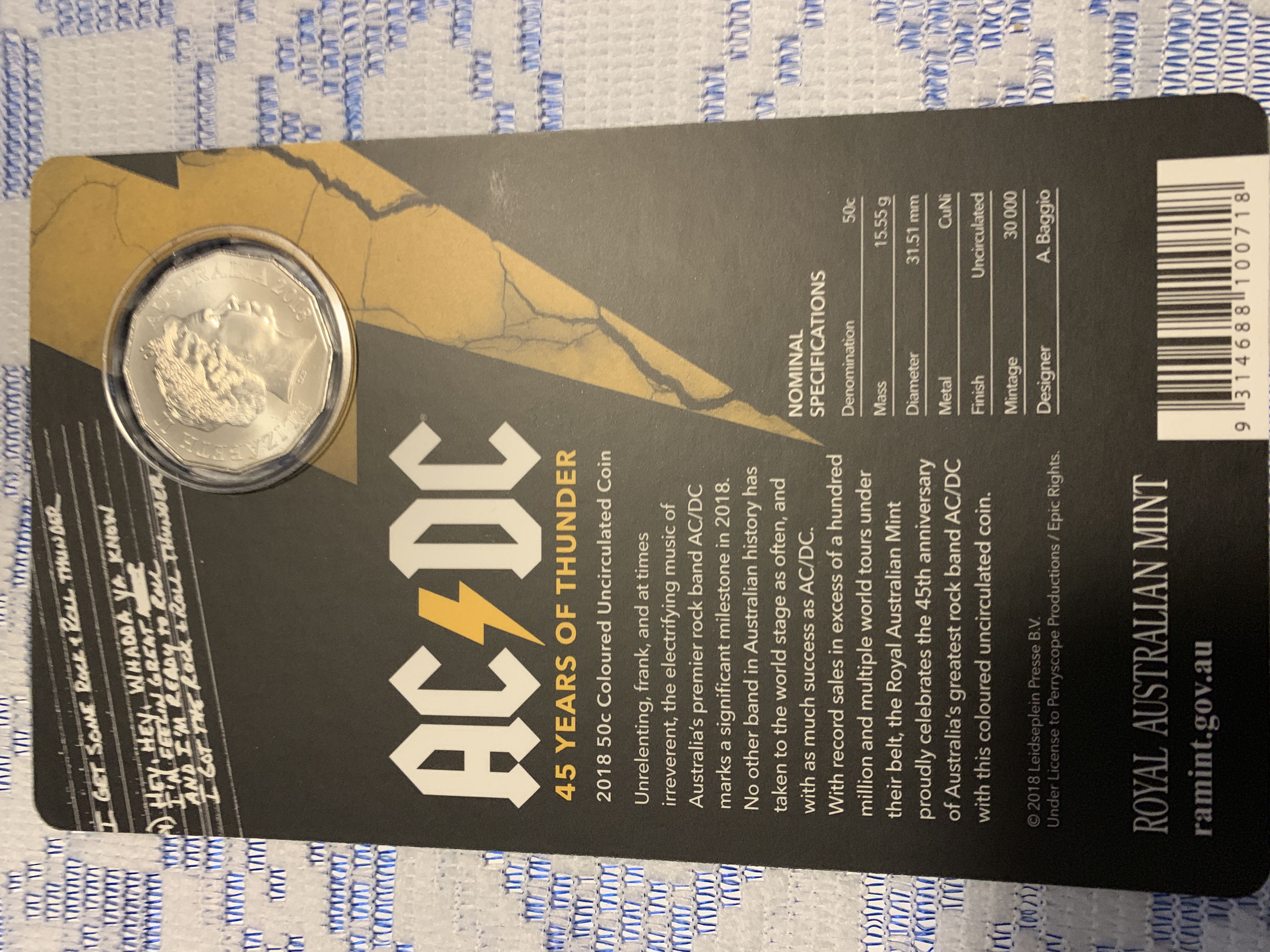 AC/DC 45 Years If Thunder  coin collectible [Barcode 9314688100718] - Main Image 2