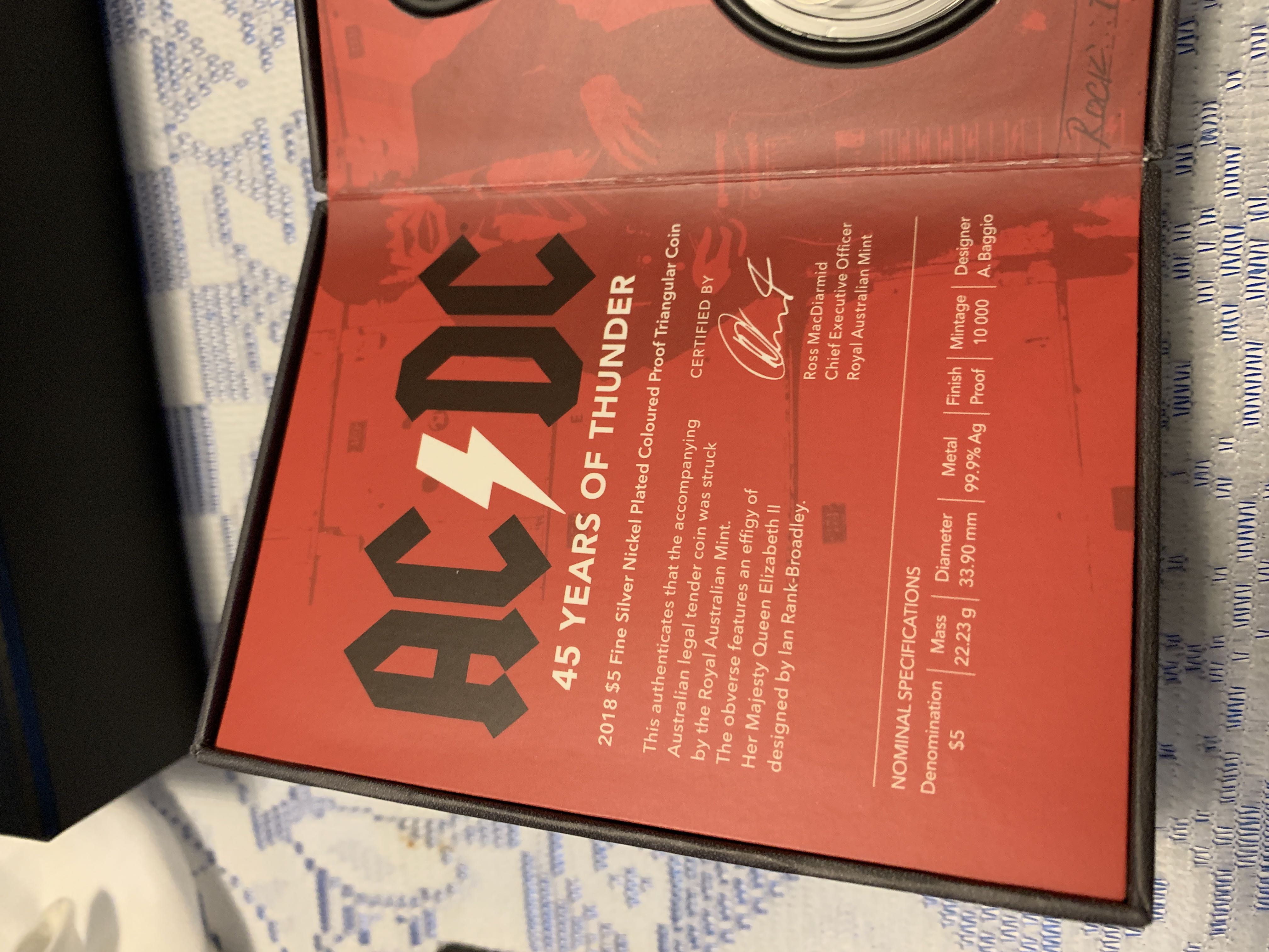 $5 2018 AC/DC 45 Years Of Thunder Box Set  coin collectible [Barcode 9314688100534] - Main Image 3