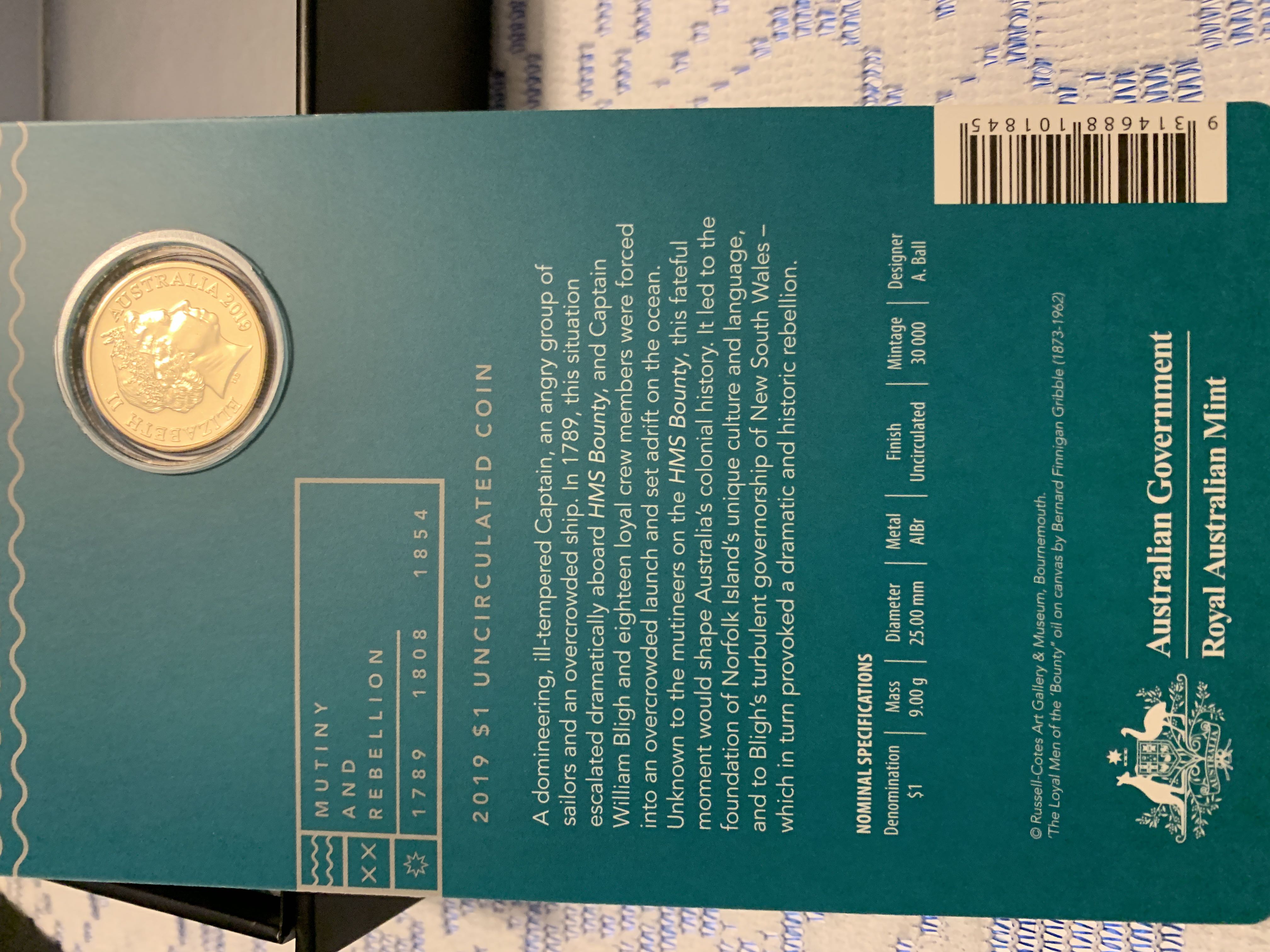 Mutiny On The Bounty 1789  coin collectible [Barcode 9314688101845] - Main Image 2