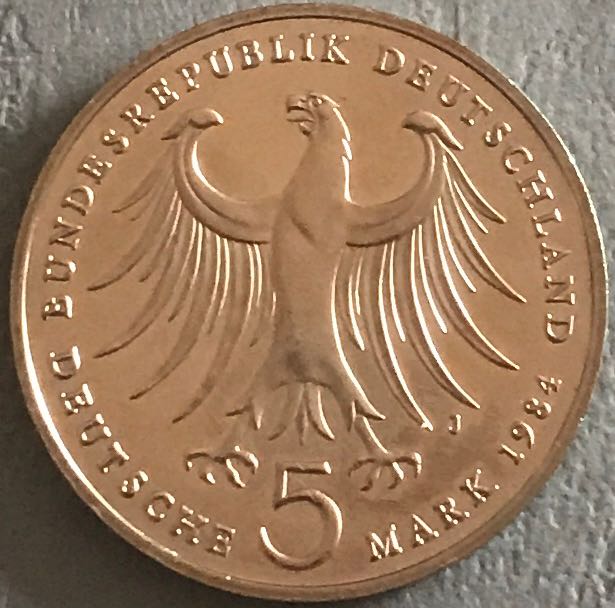 5 Deutsche Mark - Felix Mendelssohn Bartholdy - J  coin collectible - Main Image 2