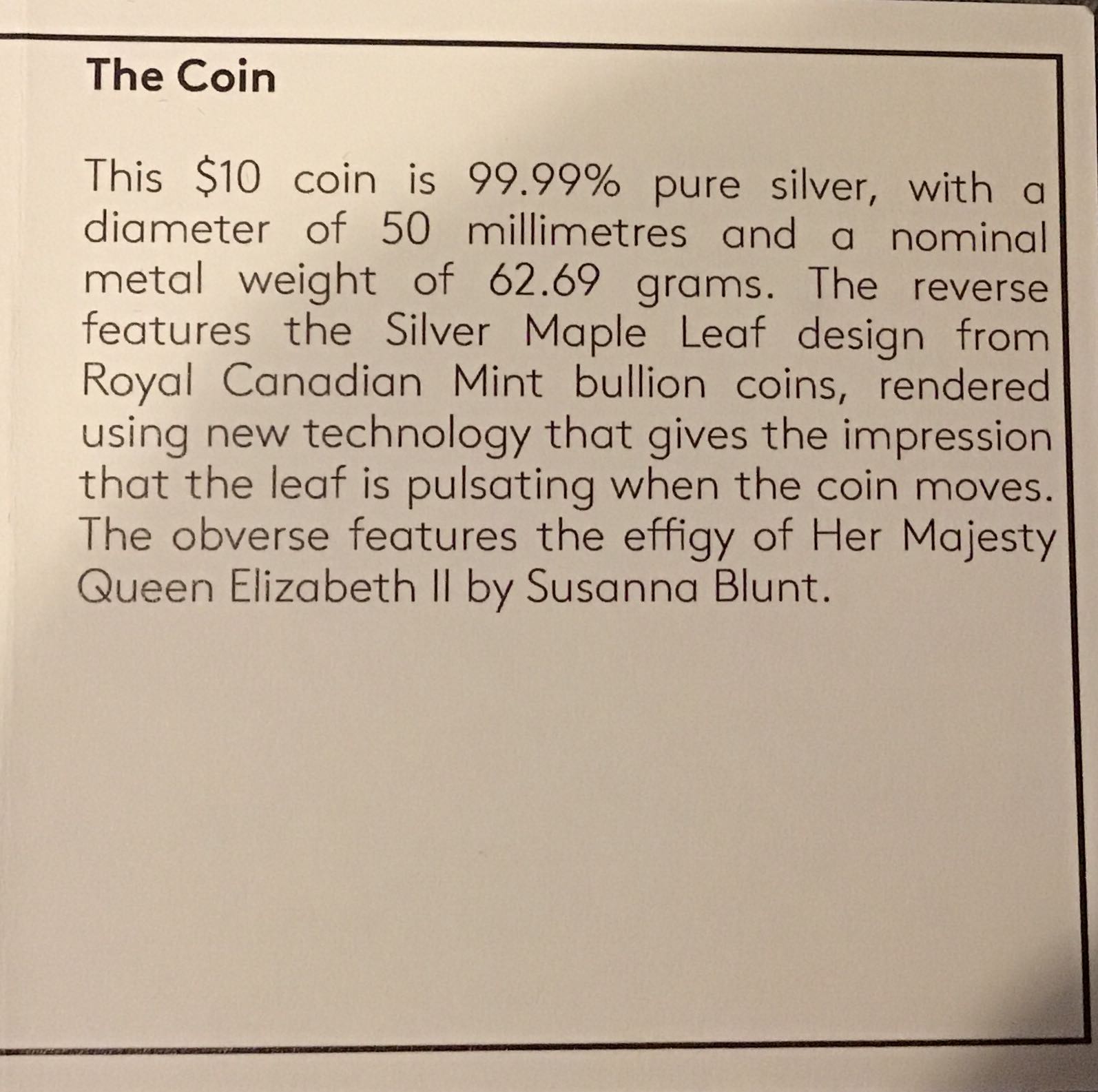 Palpitante feuille d’érable - Pièce de 2 oz en argent pur  coin collectible [Barcode 623932098954] - Main Image 3