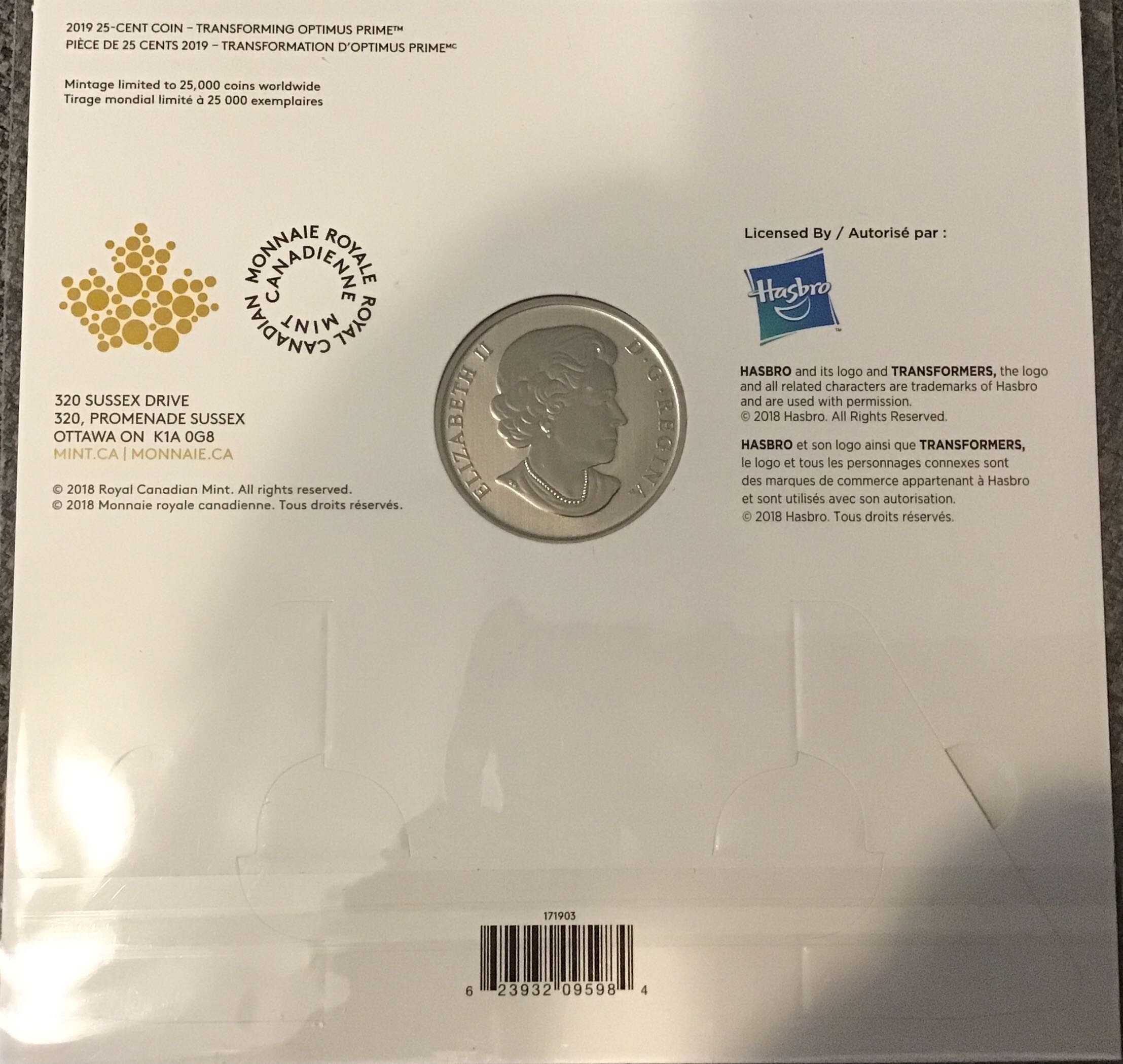 Transformers(TM) Transforming Optimus Prime (Coloured) 171903  coin collectible [Barcode 623932095984] - Main Image 2
