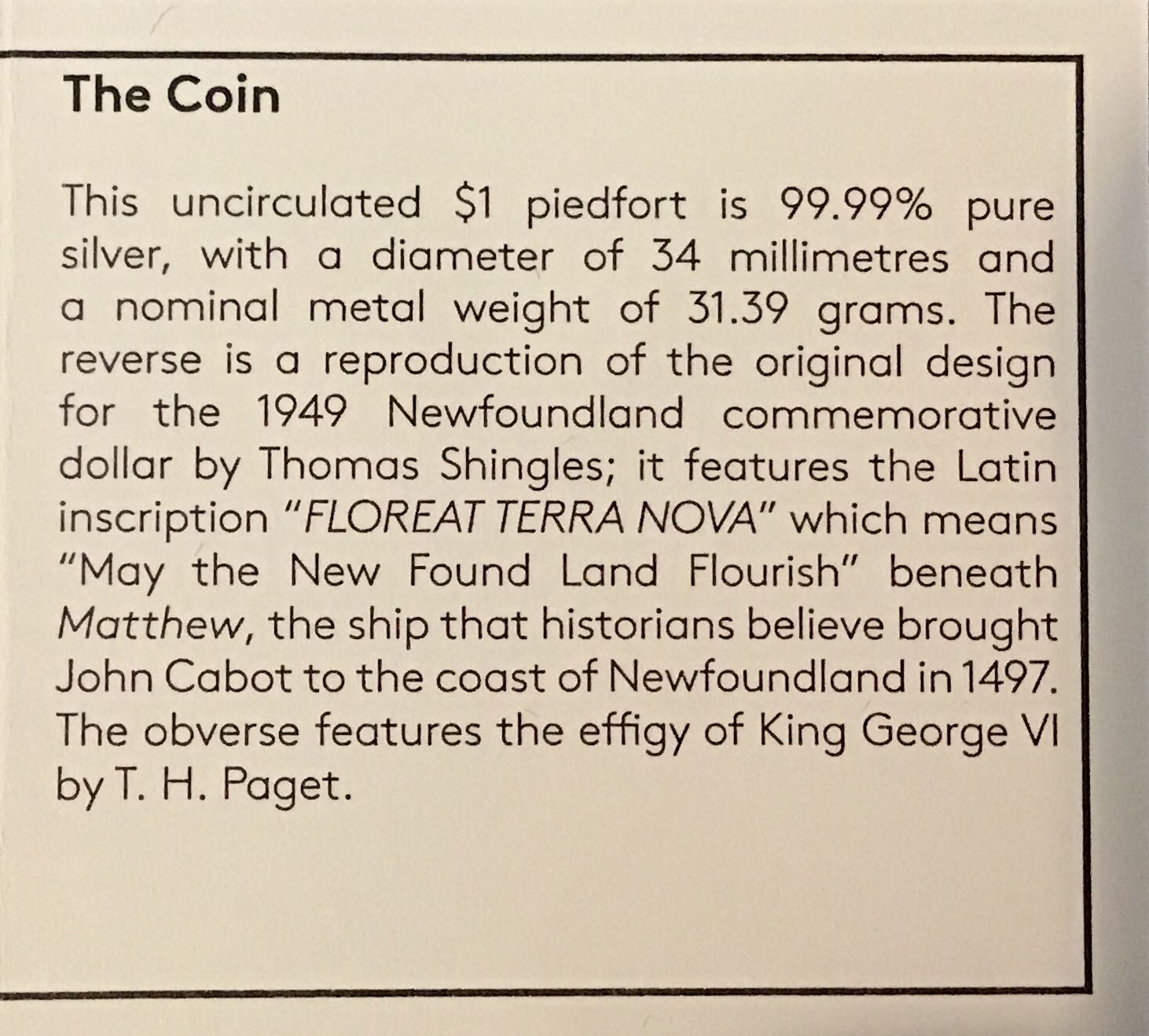 Heritage of the RCM: The Matthew 170997  coin collectible [Barcode 623932094789] - Main Image 3