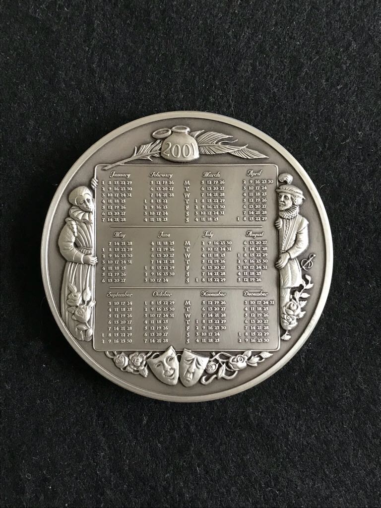 William Shakespeare Royal Mint 2001 Calendar Medal  coin collectible - Main Image 2