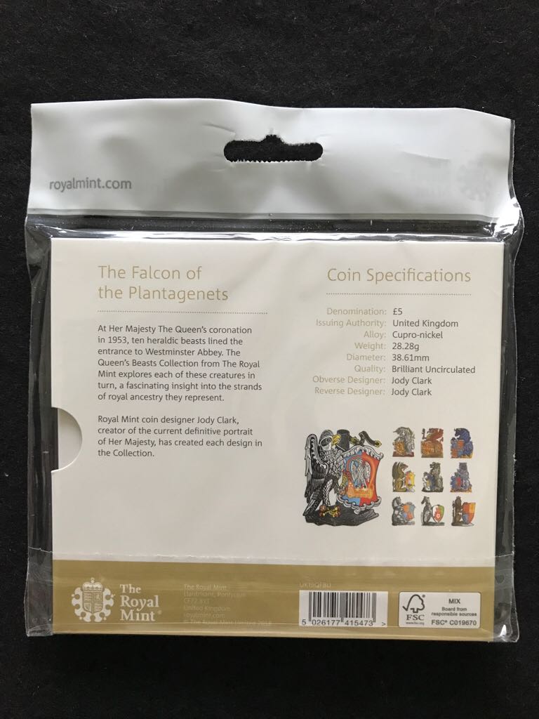 Queens Beasts 2019 - The Falcon Of The Plantagenets Brilliant Uncirculated  coin collectible - Main Image 2