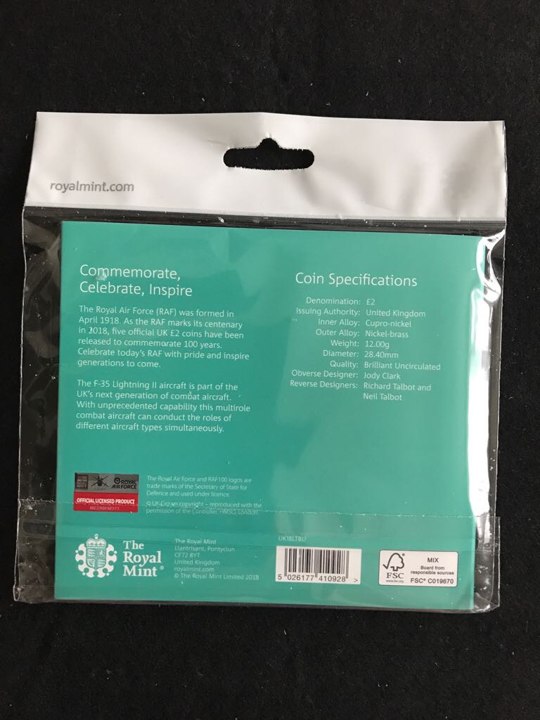 RAF Centenary F-35 Lightning II £2 Brilliant Uncirculated  coin collectible - Main Image 2