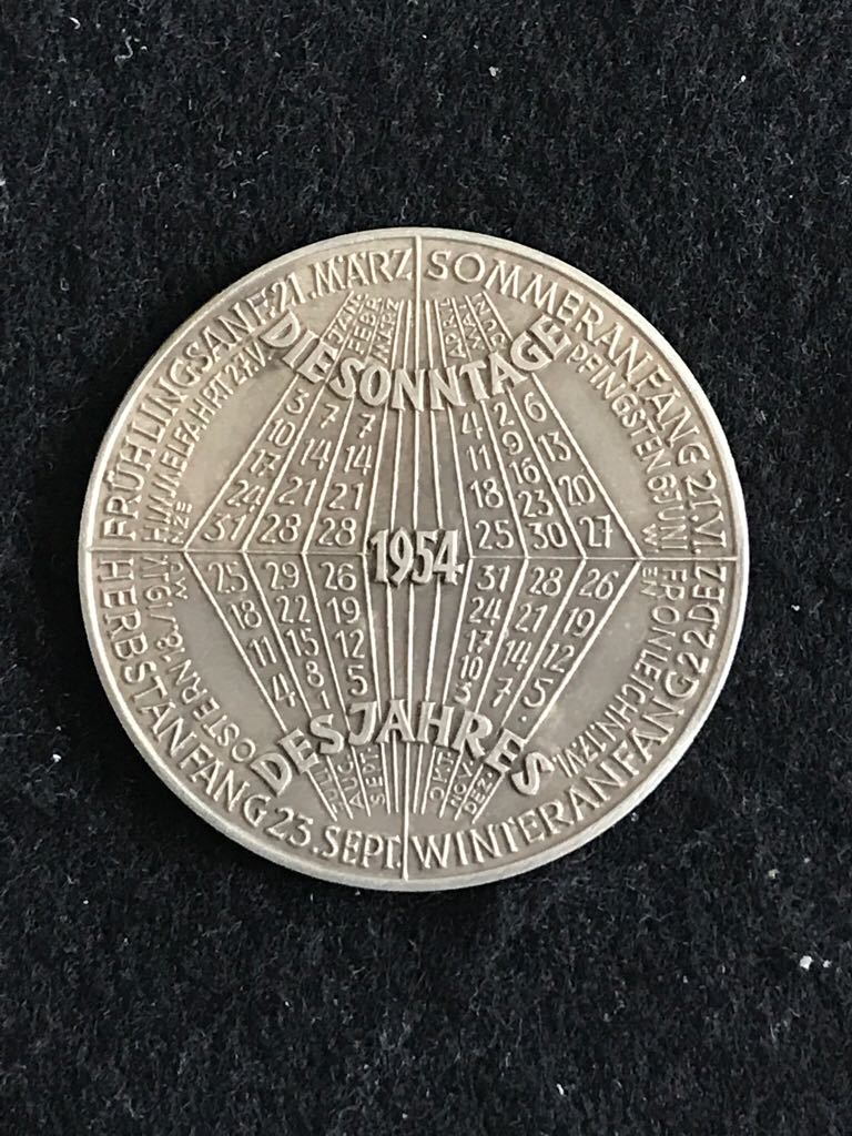 Vienna Mint 1954 Calendar Medal  coin collectible - Main Image 2