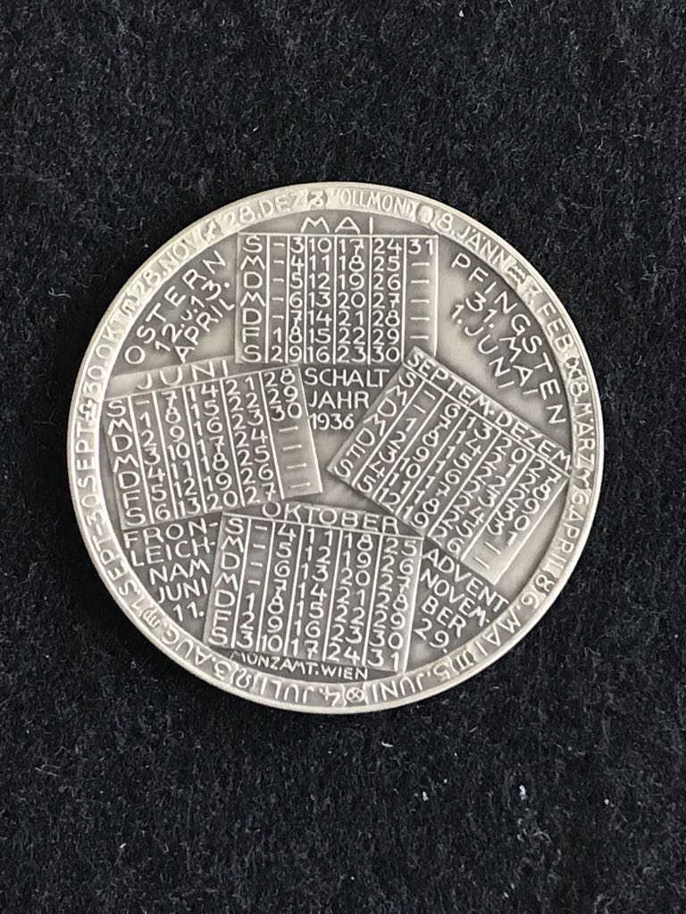 Vienna Mint 1936 Calendar Medal  coin collectible - Main Image 2