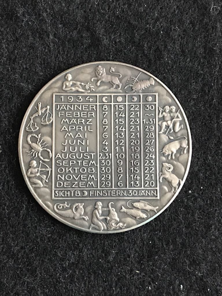 Vienna Mint 1934 Calendar Medal  coin collectible - Main Image 2