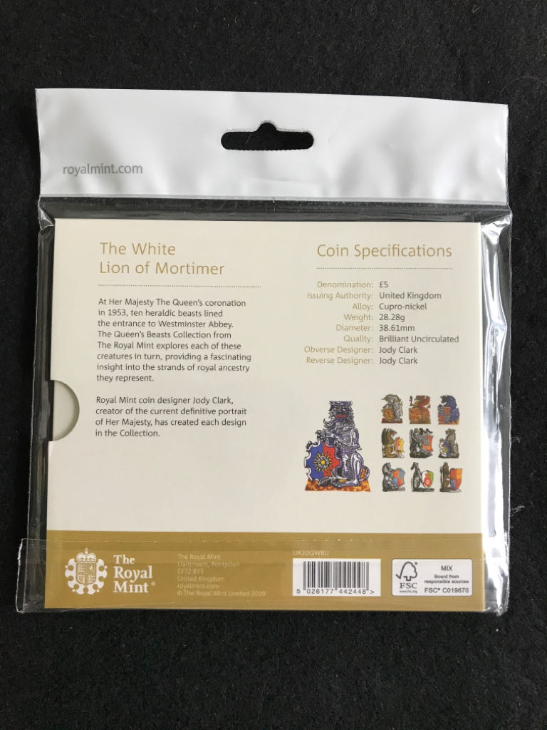 Queens Beasts 2020 - The White Lion Of Mortimer Brilliant Uncirculated  coin collectible - Main Image 2
