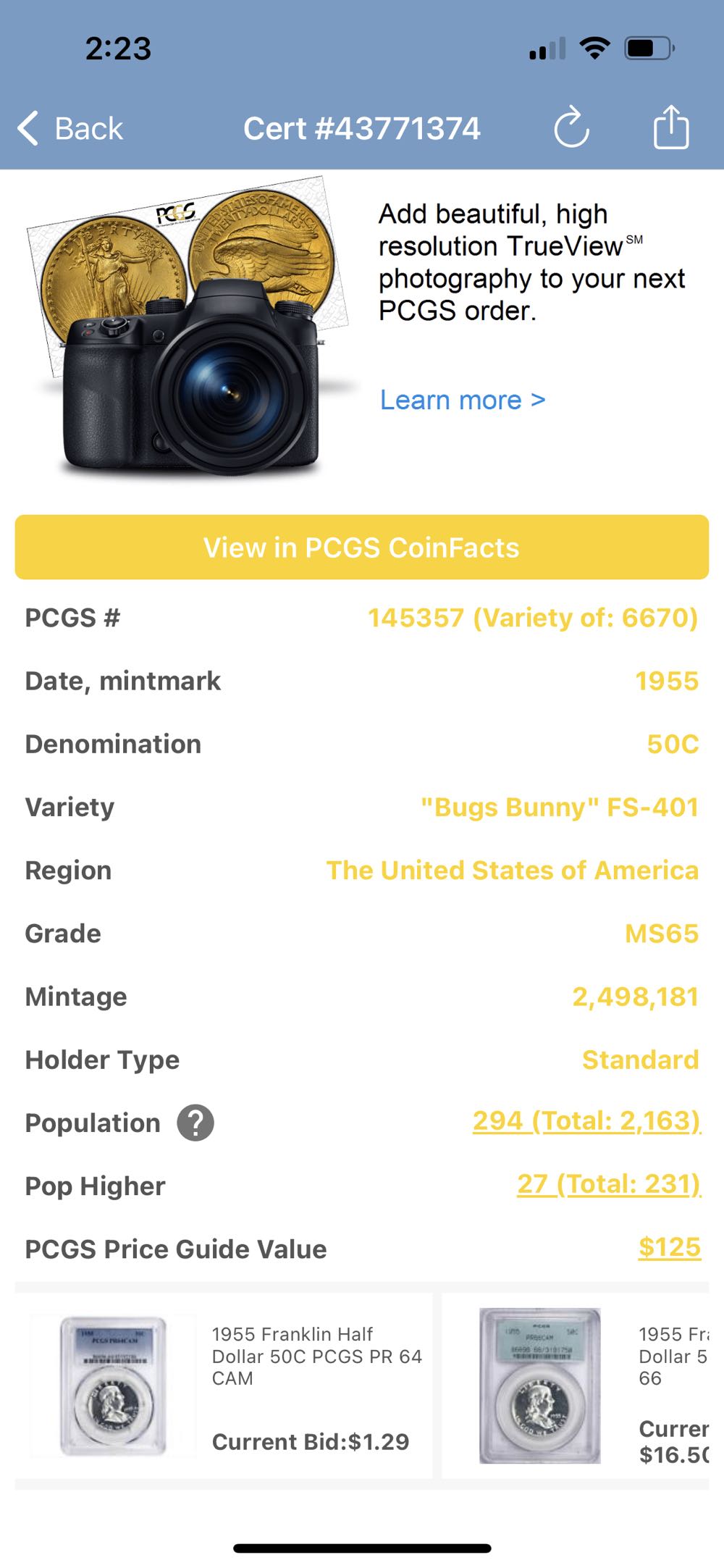 Franklin Half 1955-P (Bugs Bunny)  coin collectible - Main Image 3