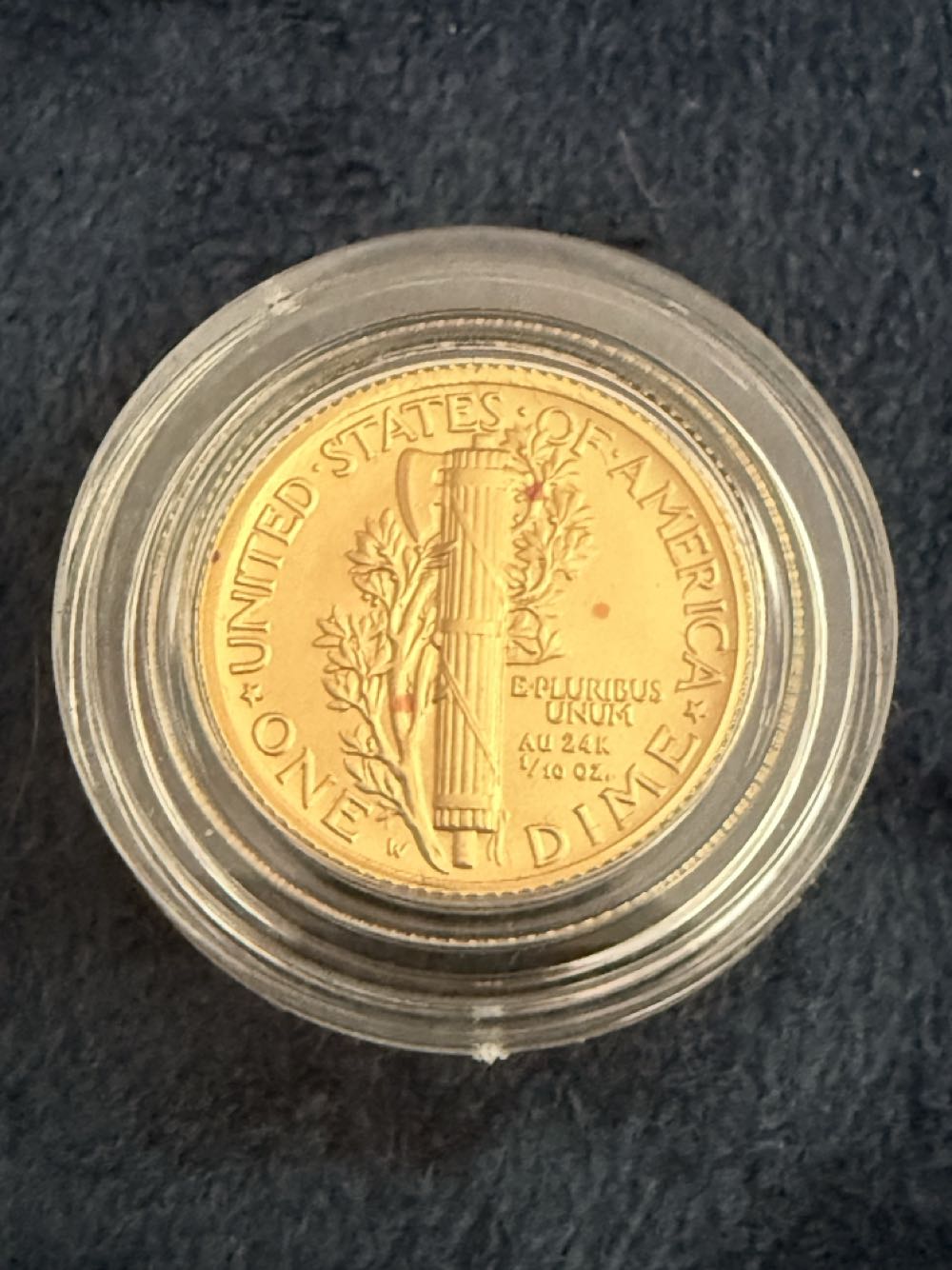 Gold 2016-W 1/10 oz Mercury Dime Centennial (w/OGP)  coin collectible - Main Image 2