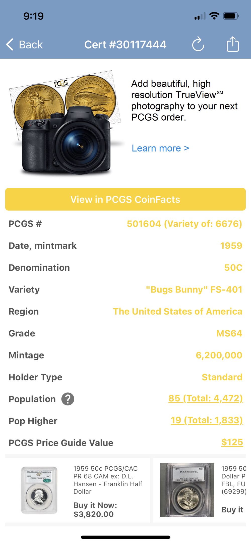 Franklin Half 1959-P (Bugs Bunny)  coin collectible - Main Image 3