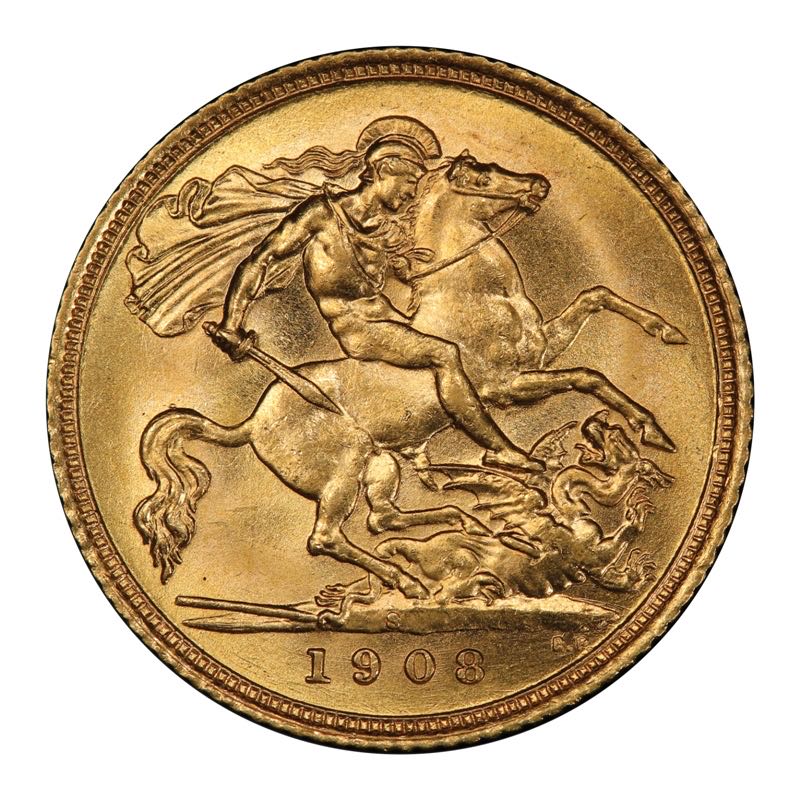 1908 S Australian Gold Half Sovereign  coin collectible - Main Image 2