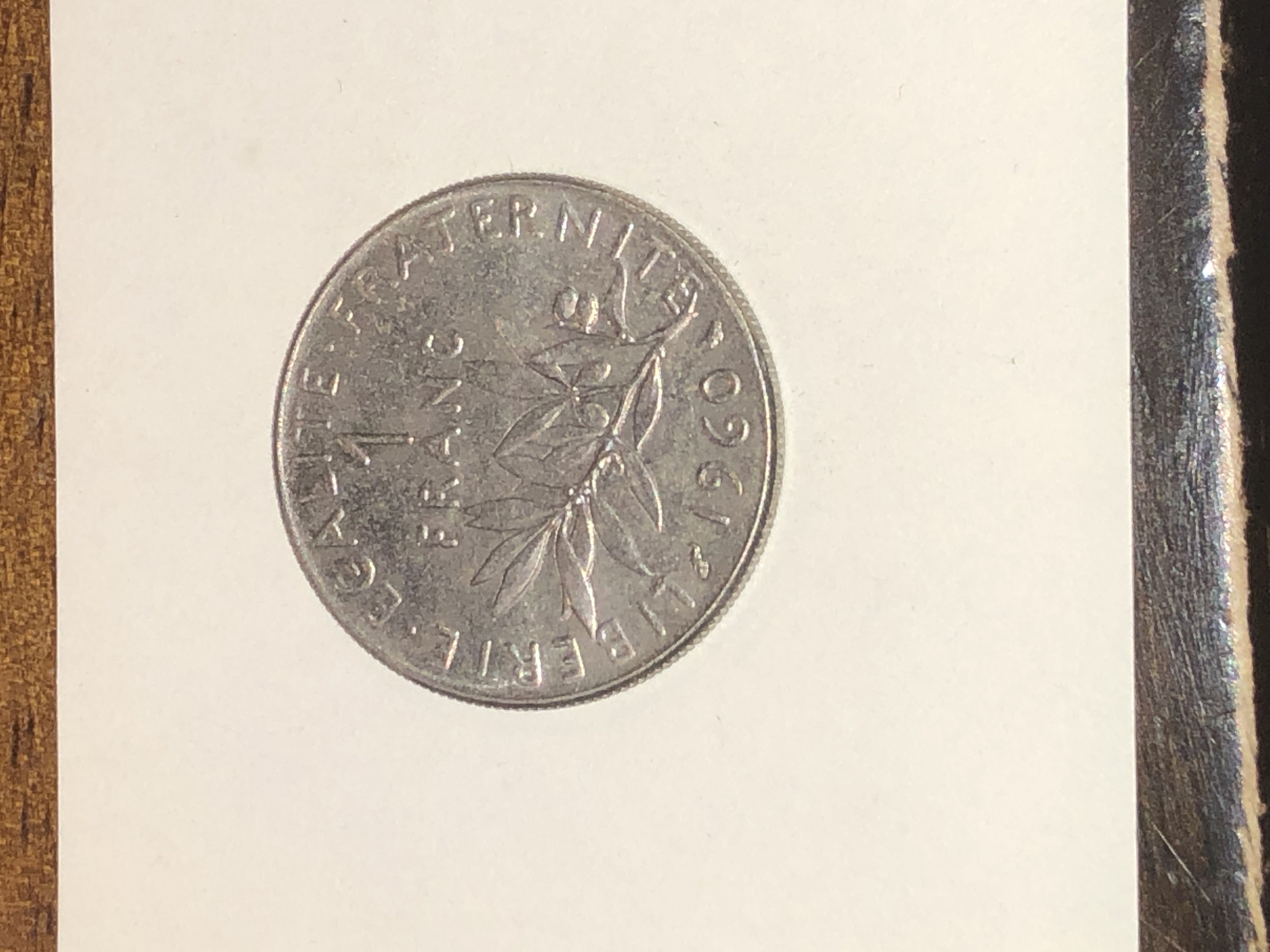 1960 French Coin, Republic 1 Franc  coin collectible - Main Image 2