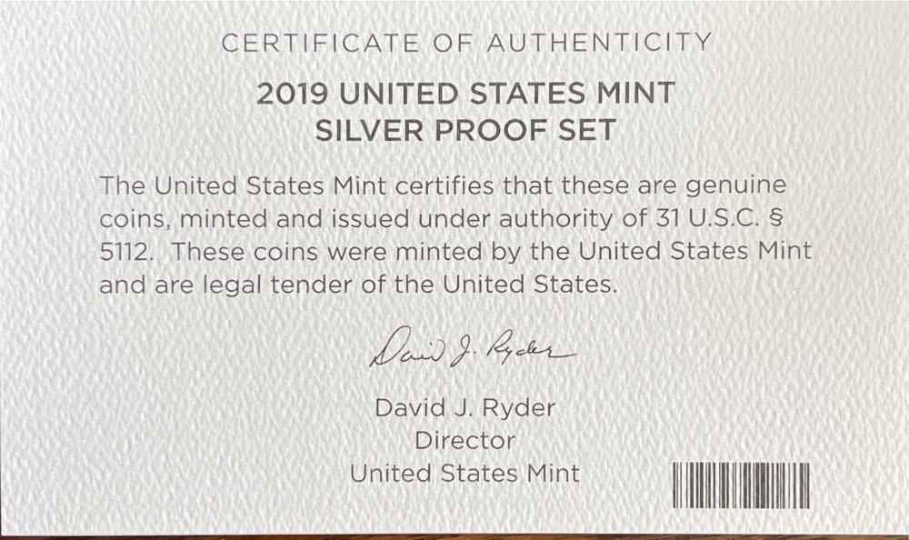 2019 United States Mint Silver Proof Set 2019  coin collectible [Barcode 704786030038] - Main Image 2
