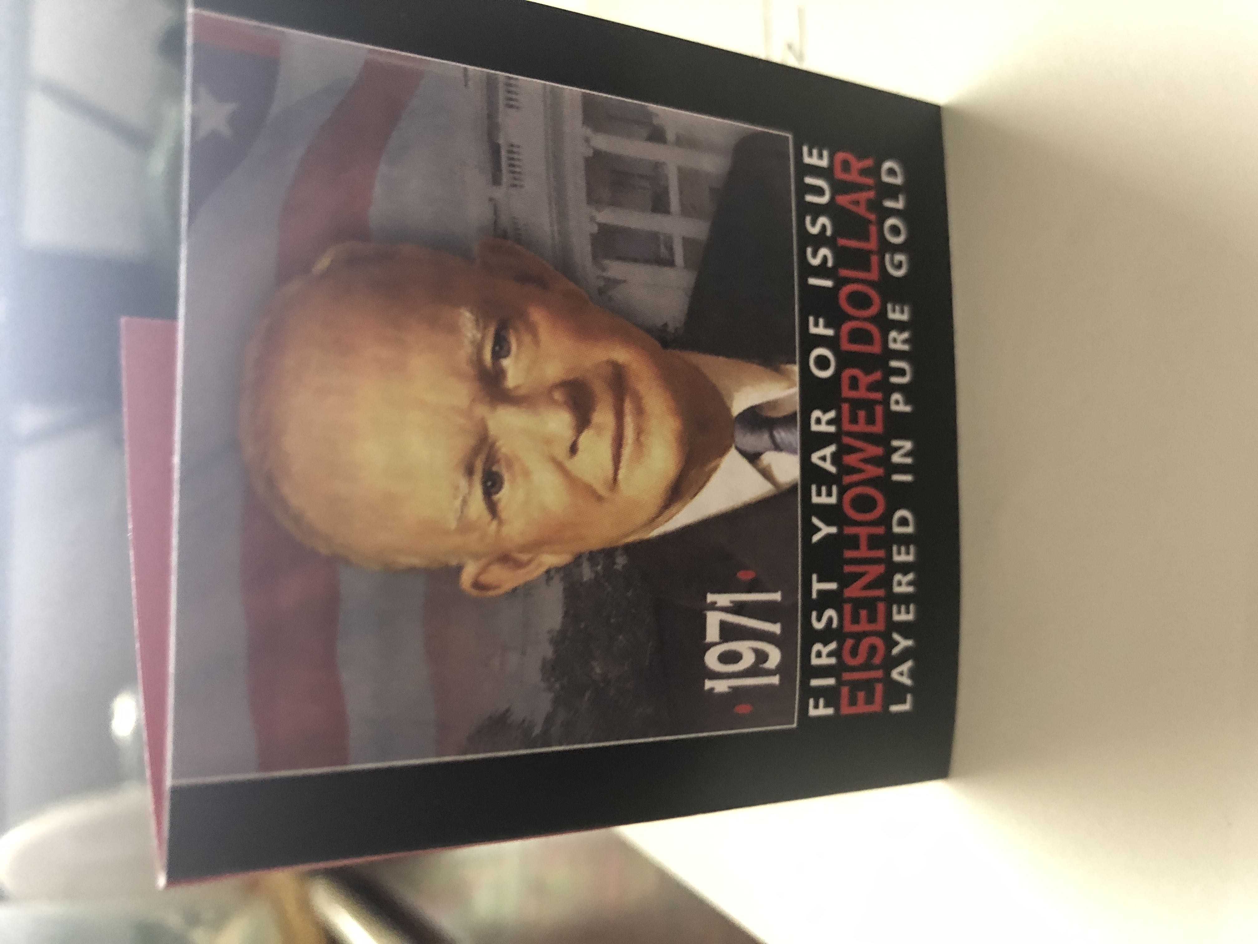 1971 First Year Of Issue Eisenhower Dollar Layered In Gold  coin collectible [Barcode 737069938554] - Main Image 2