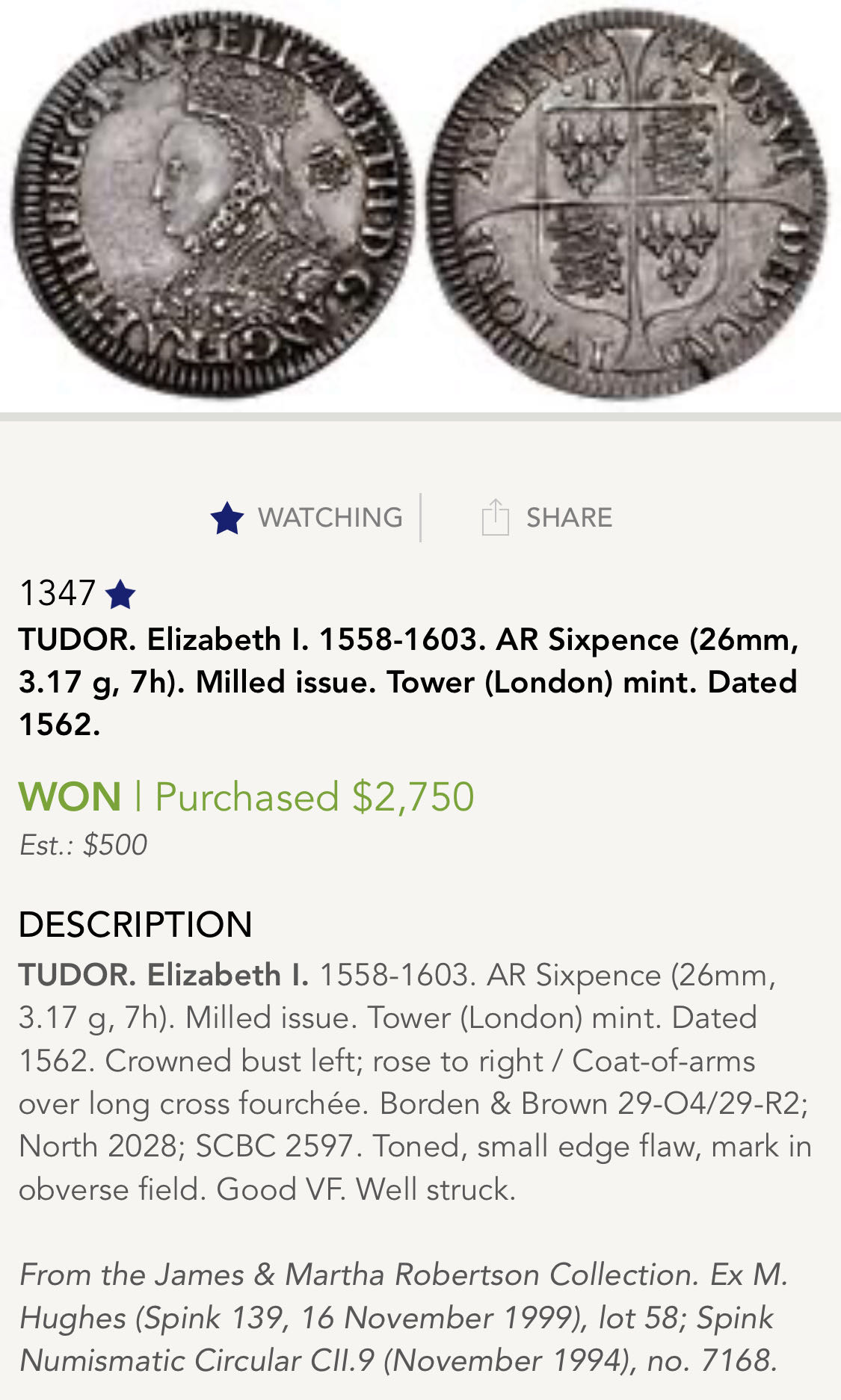 Great Britain Elizabeth I Milled Sixpence  coin collectible - Main Image 3