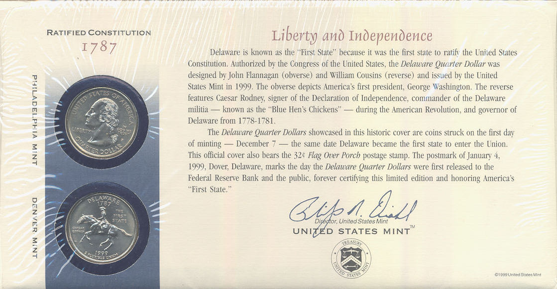 Delaware State Quarter First Day Commemorative Coin Cover  coin collectible - Main Image 2