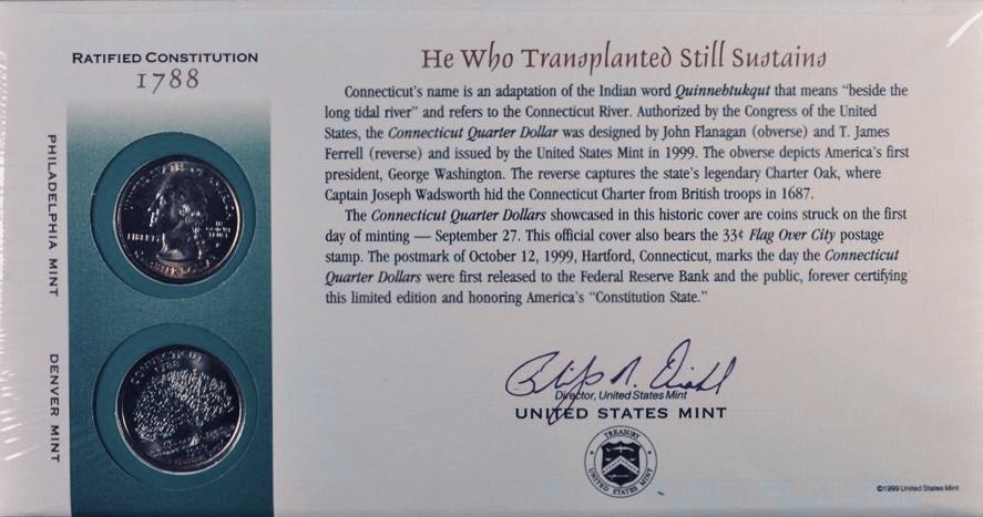 Connecticut State Quarter First Day Commemorative Coin Cover  coin collectible - Main Image 2