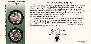 North Carolina State Quarter First Day Commemorative Coin Cover  coin collectible - Main Image 2