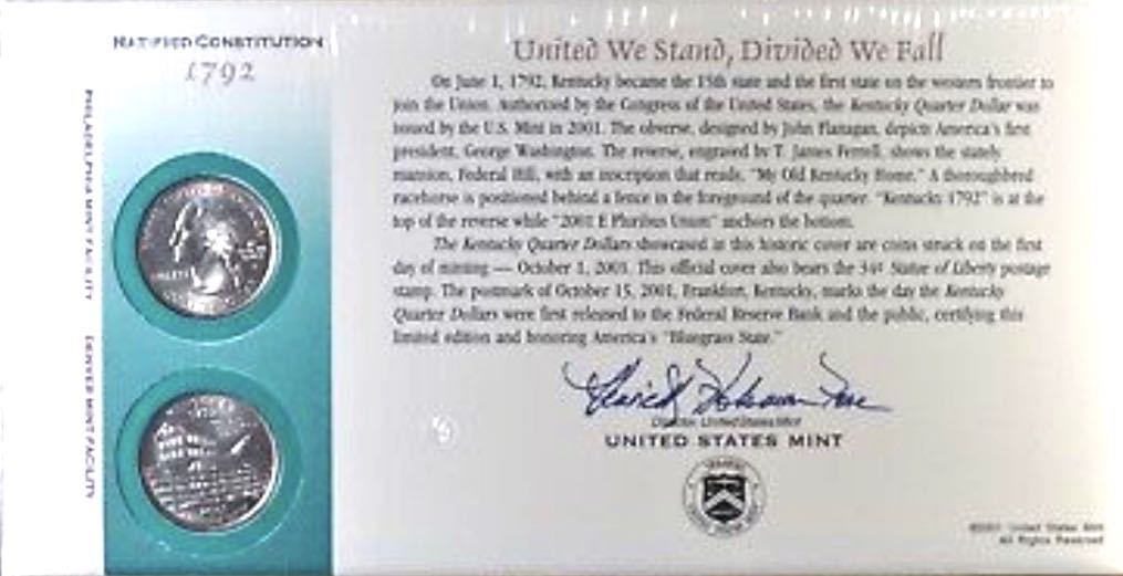 Kentucky State Quarter First Day Commemorative Coin Cover  coin collectible - Main Image 2