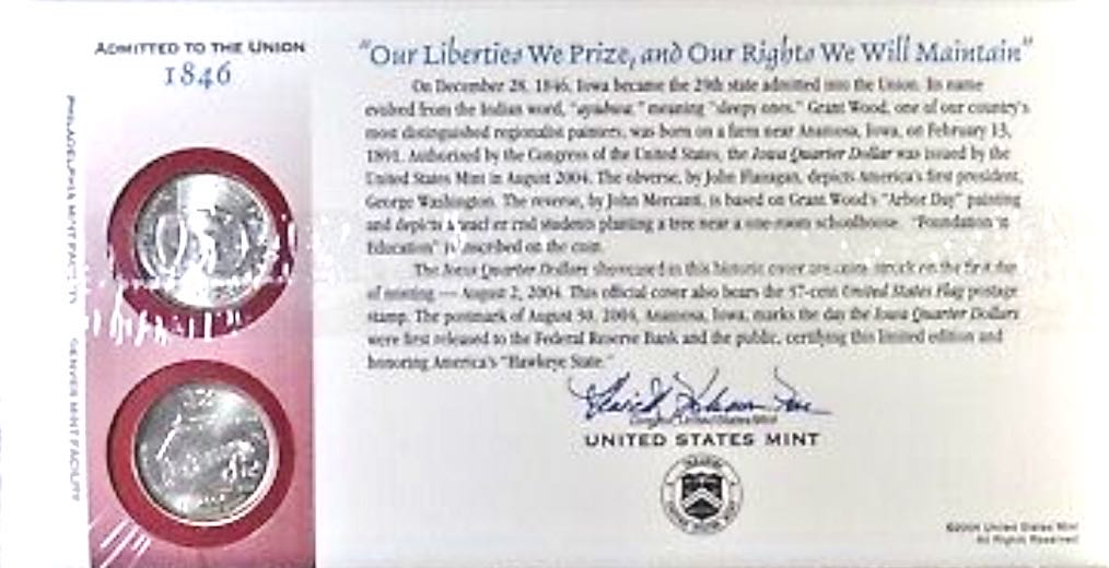 Iowa State Quarter First Day Commemorative Coin Cover  coin collectible - Main Image 2