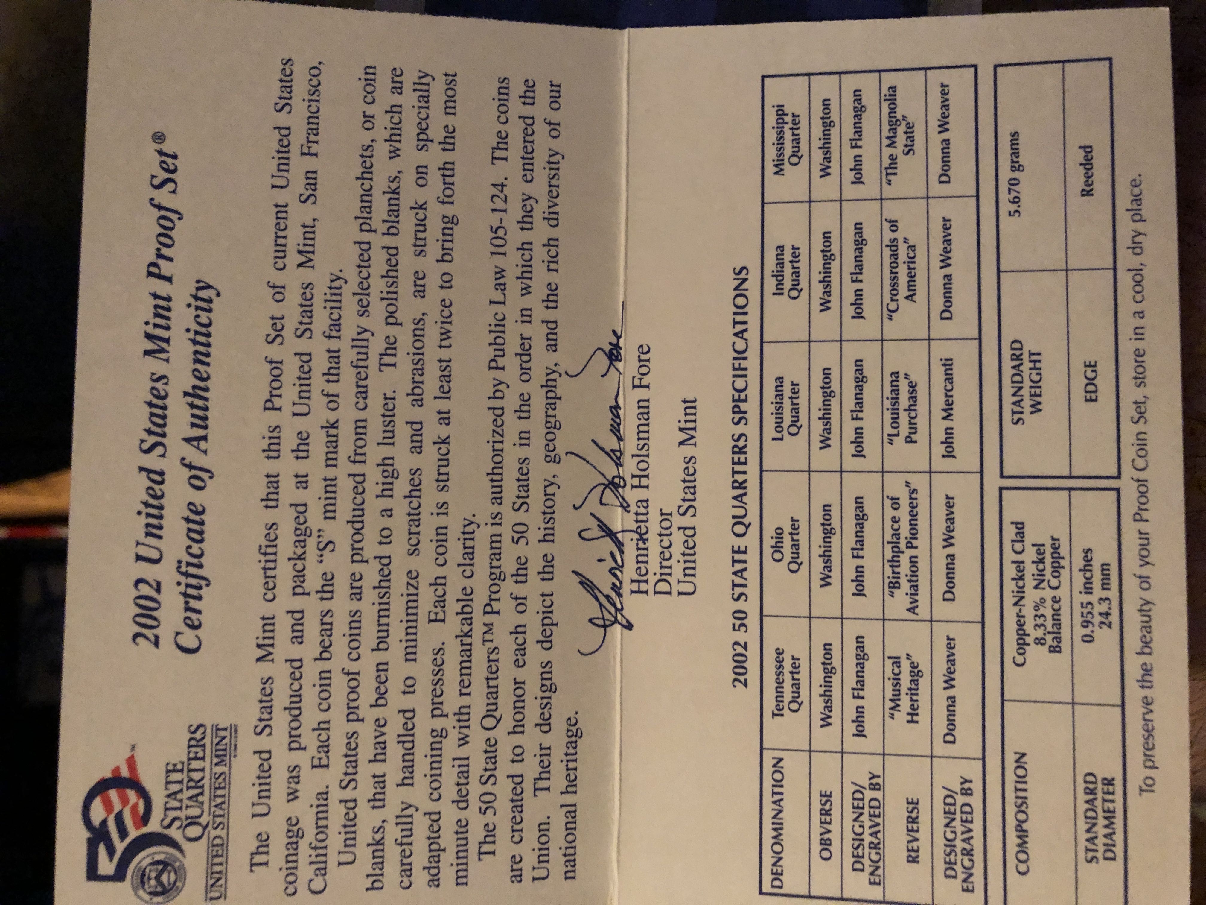 2002 United States Mint Proof Set 2002  coin collectible [Barcode 704785001060] - Main Image 2