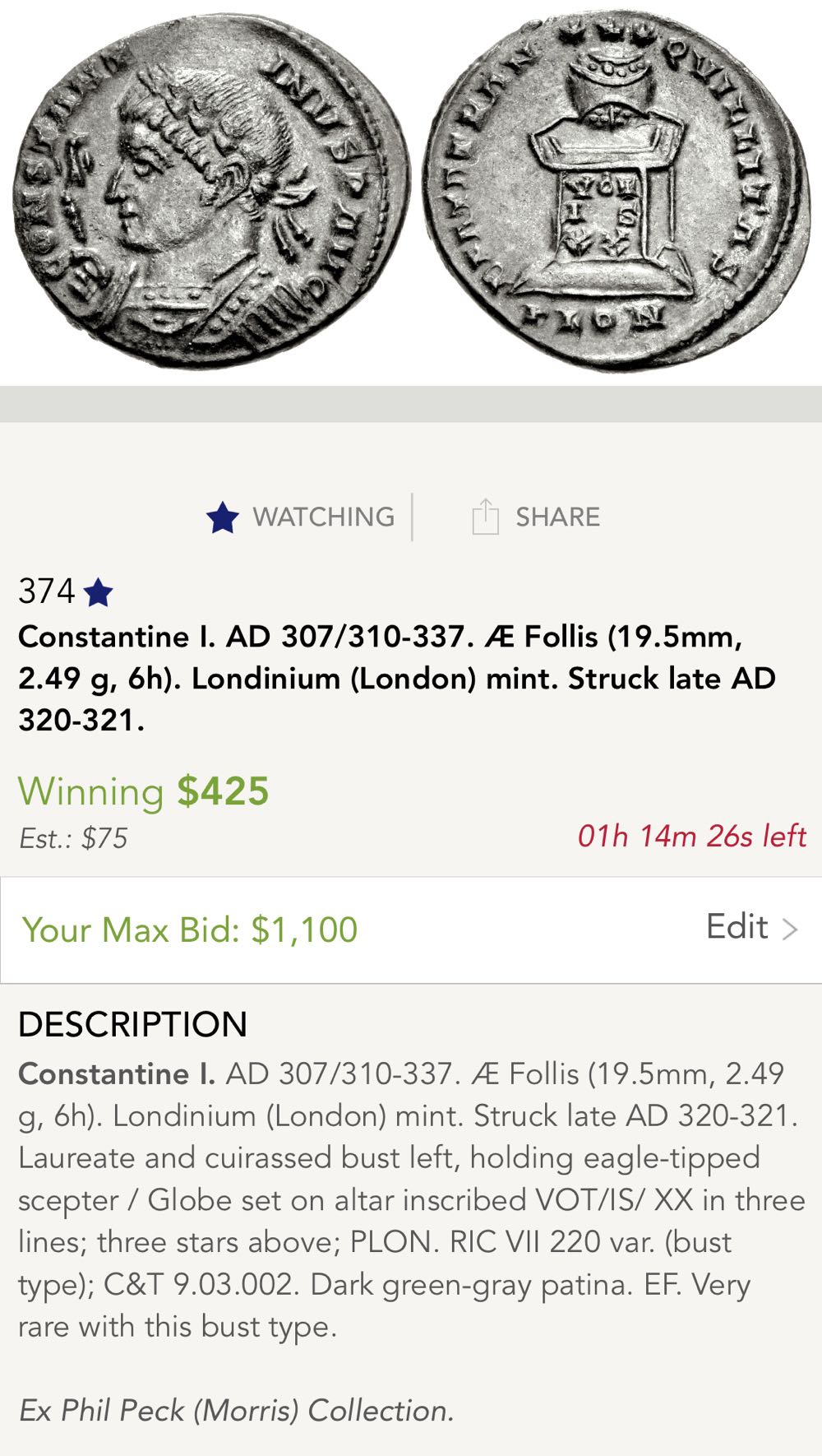 Great Britain, Constantine I  coin collectible - Main Image 3