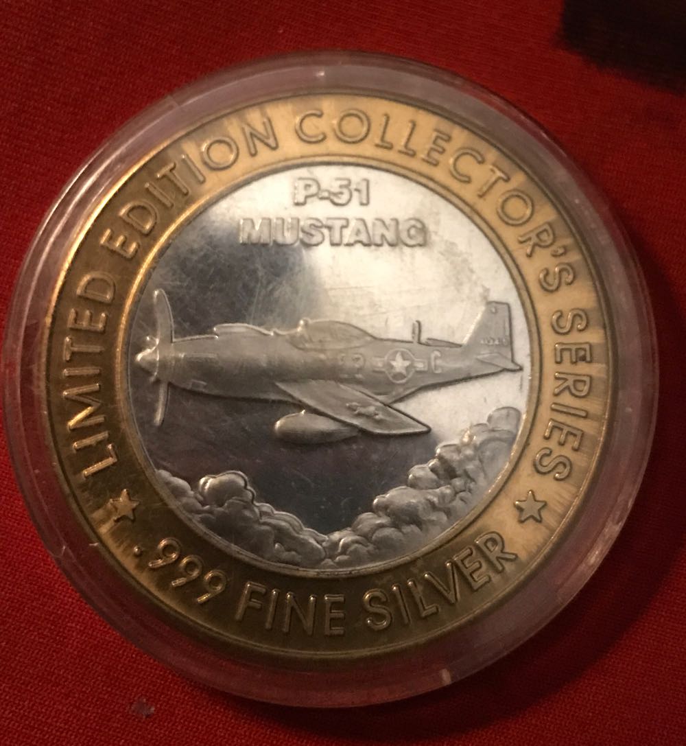 1997 Grand Casino 10 $ Silver P 51 Mustang Coin  coin collectible - Main Image 2