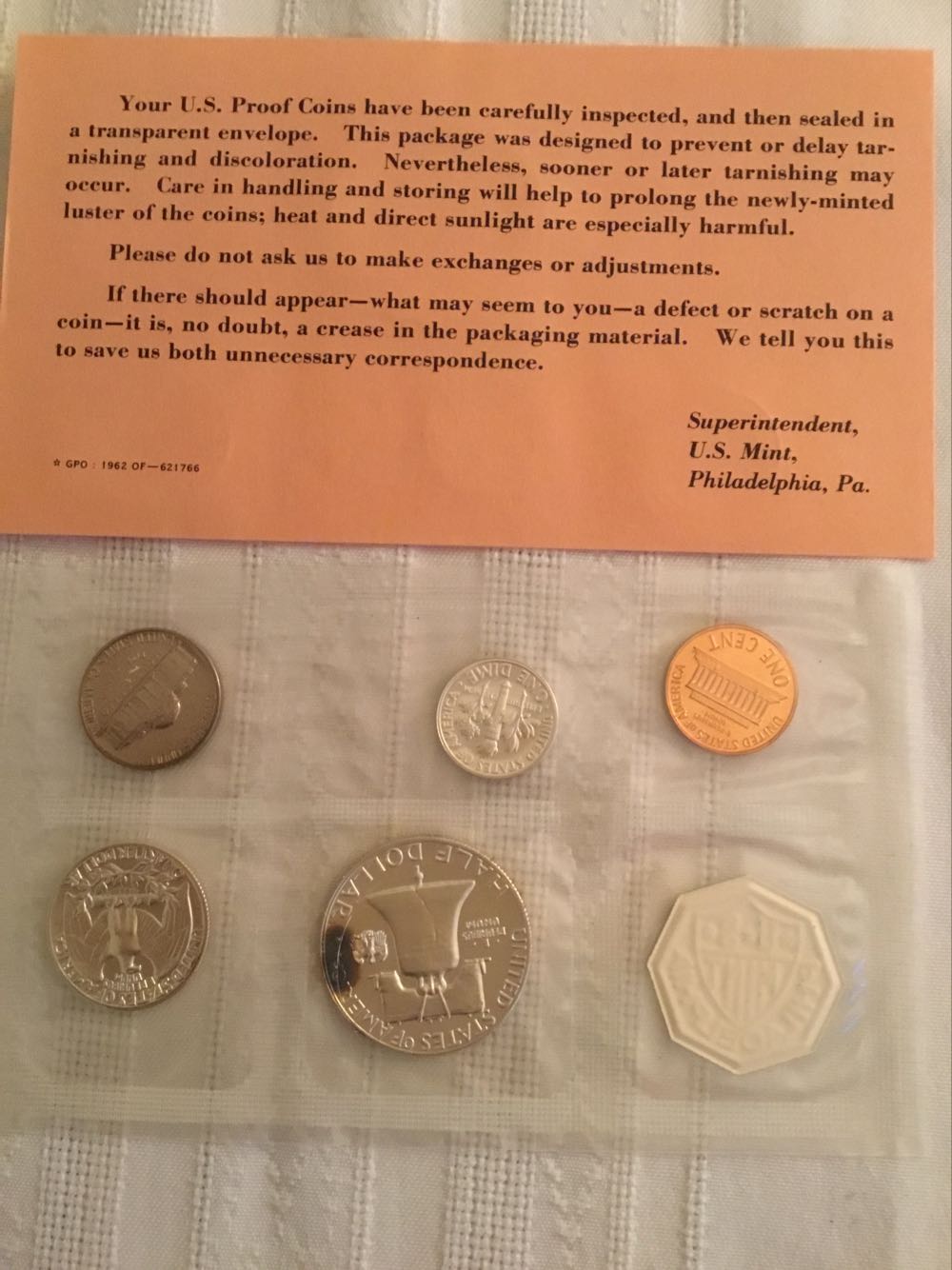 1962 US Mint Proof Set  coin collectible - Main Image 2