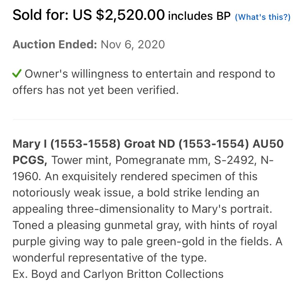 Great Britain Mary I groat  coin collectible - Main Image 3